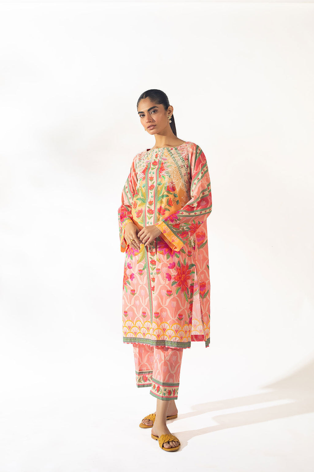 SS24DC-2350 PINK LAWN 2PCS PRINTED KURTA WITH TROUSER