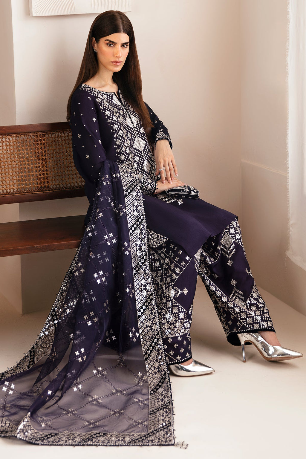 Premium Embroidered Raw Silk UR-7030