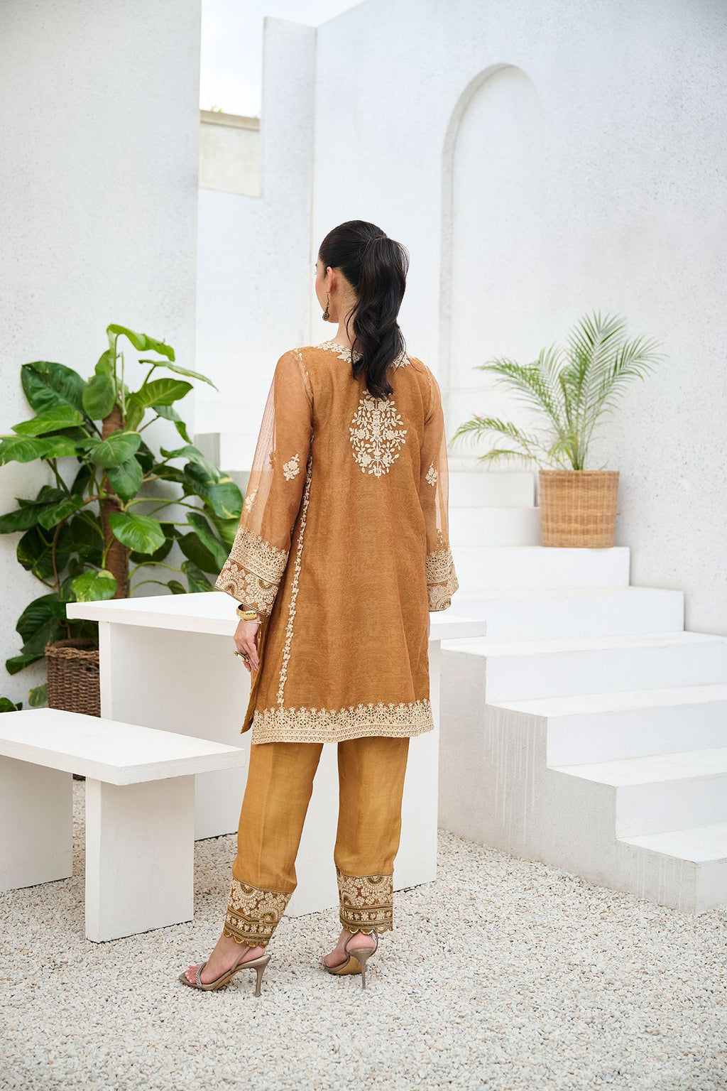 DA-2204 MUSTARD 2PCS  EMBROIDERED KURTA WITH TROUSER