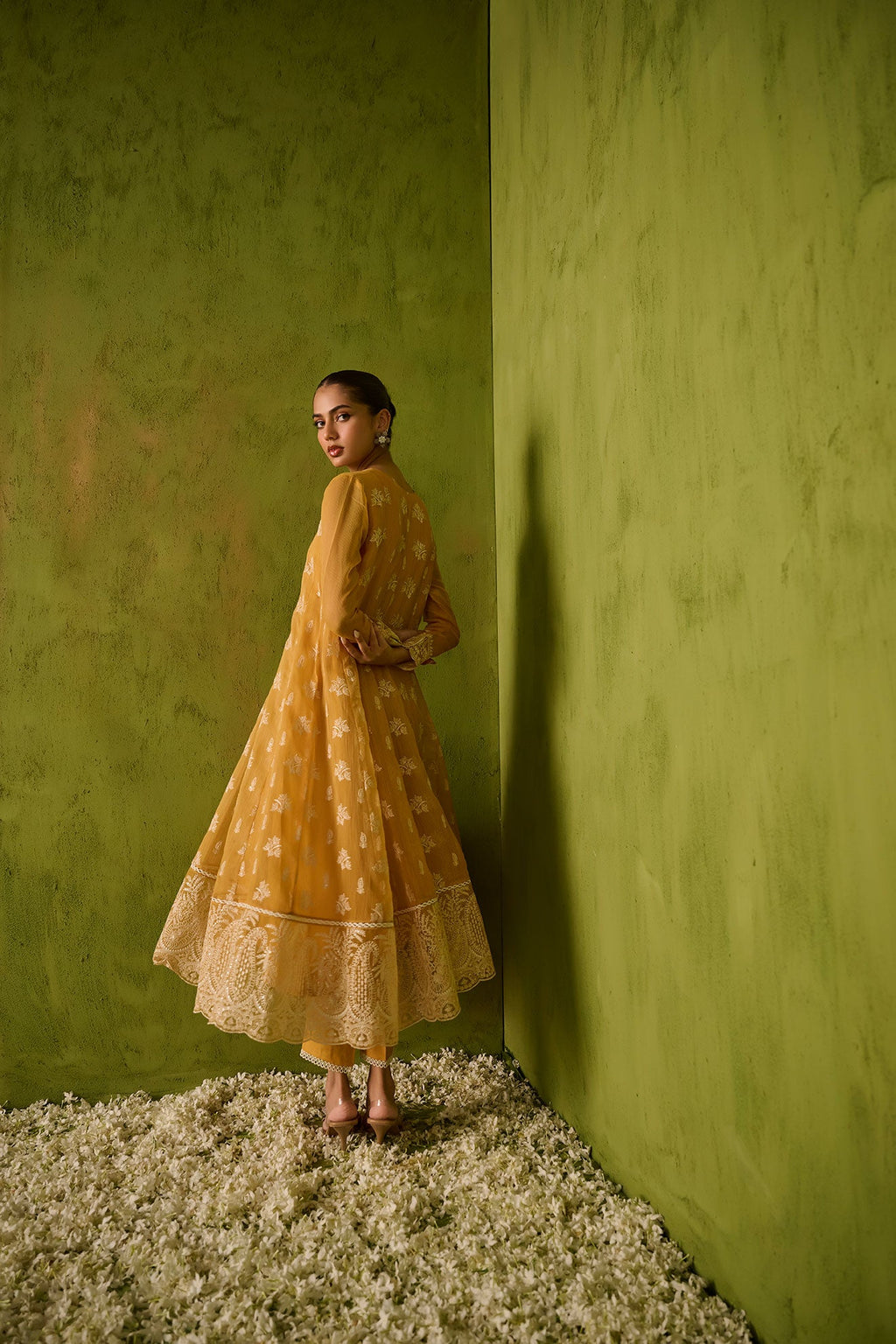 SS24DA-2479   MUSTARD  2PCS  EMBROIDERED KURTA WITH TROUSER