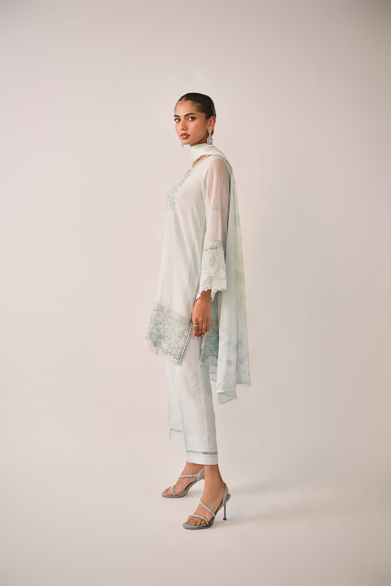 SS24DA-2481   SKY BLUE  2PCS  EMBROIDERED KURTA WITH TROUSER
