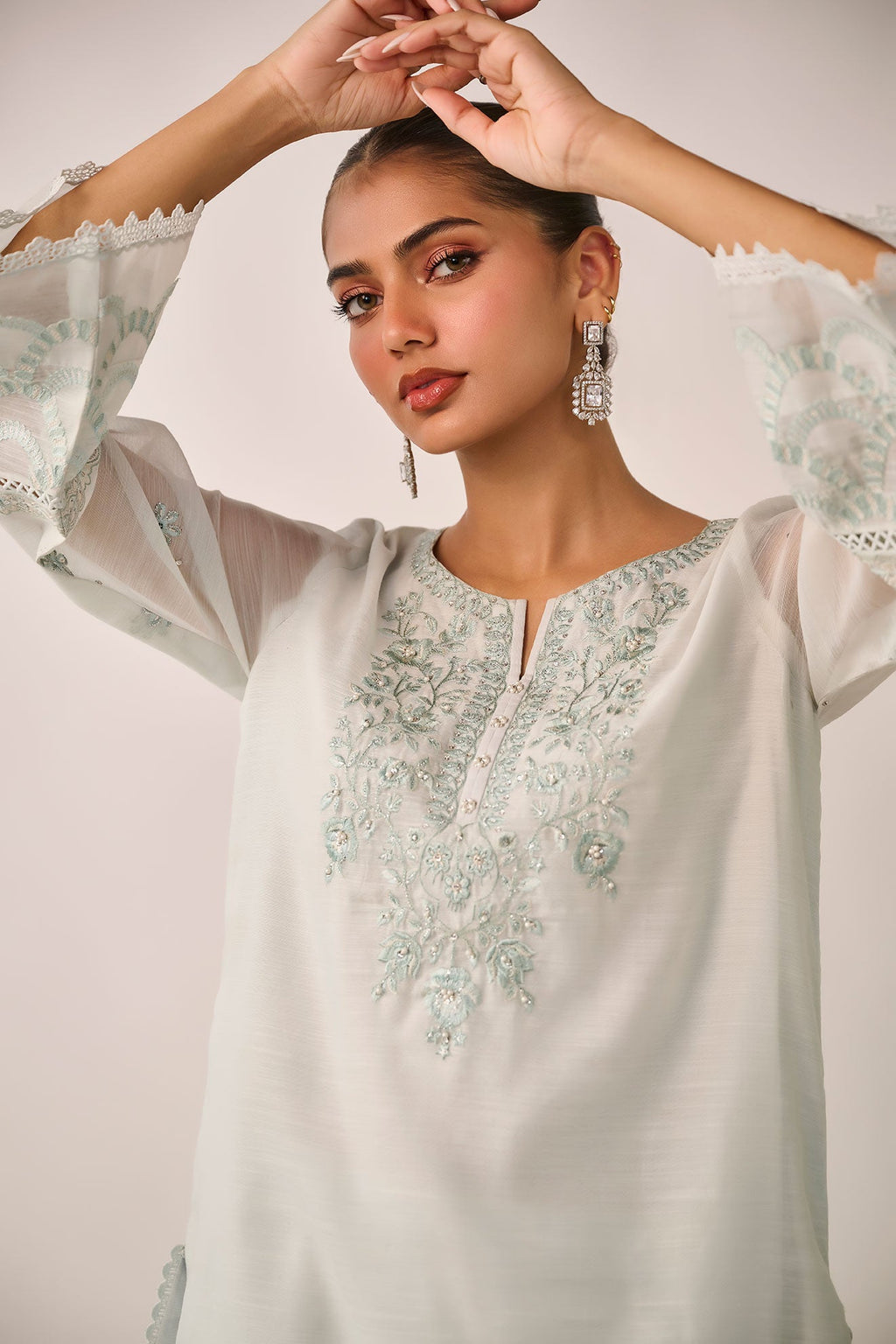 SS24DA-2481   SKY BLUE  2PCS  EMBROIDERED KURTA WITH TROUSER
