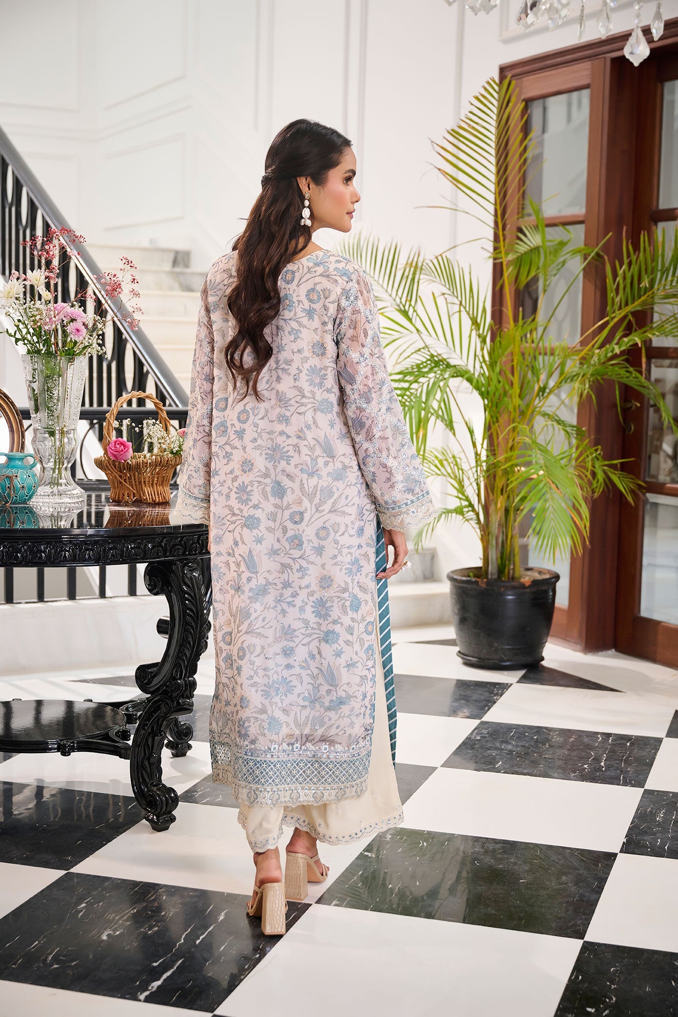 SS24DA-2365 SKY BLUE 2PCS  EMBROIDERED KURTA WITH TROUSER