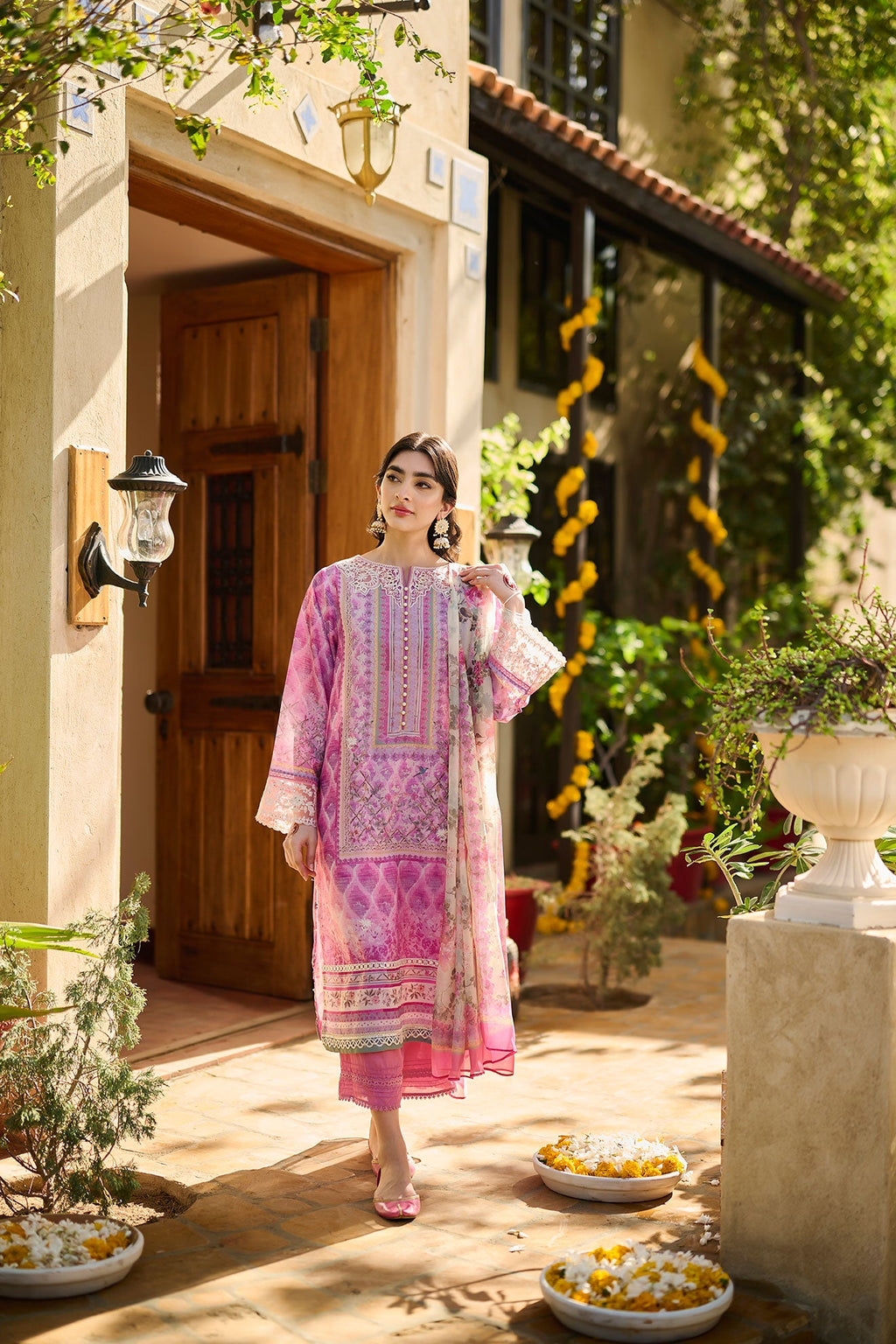 SS24DA-2397   PURPLE  2PCS  EMBROIDERED KURTA WITH TROUSER