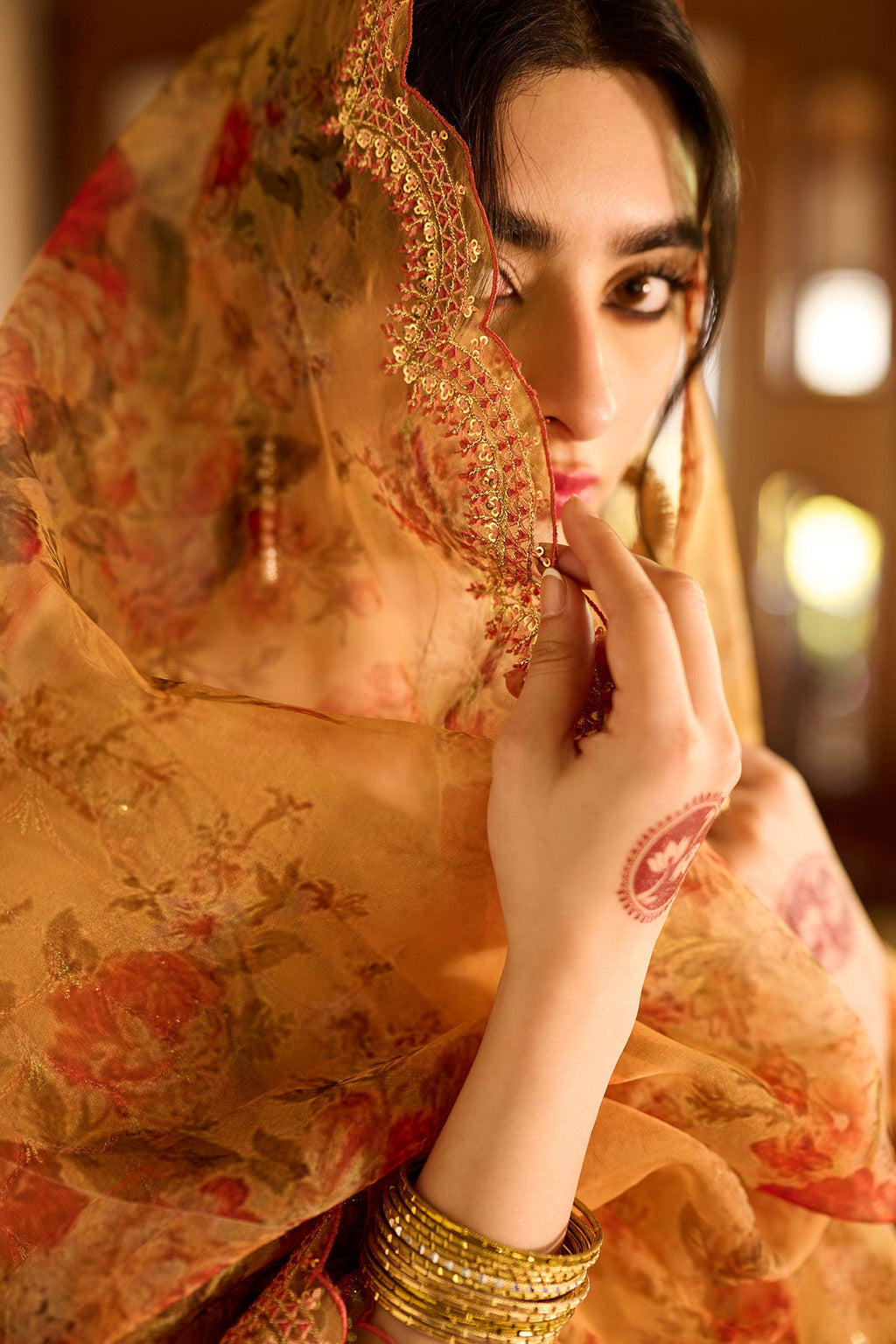 SS24DA-2376   MUSTARD  2PCS  EMBROIDERED KURTA WITH TROUSER