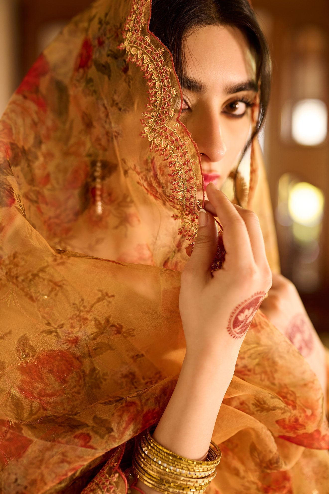 SS24DA-2376   MUSTARD  2PCS  EMBROIDERED KURTA WITH TROUSER