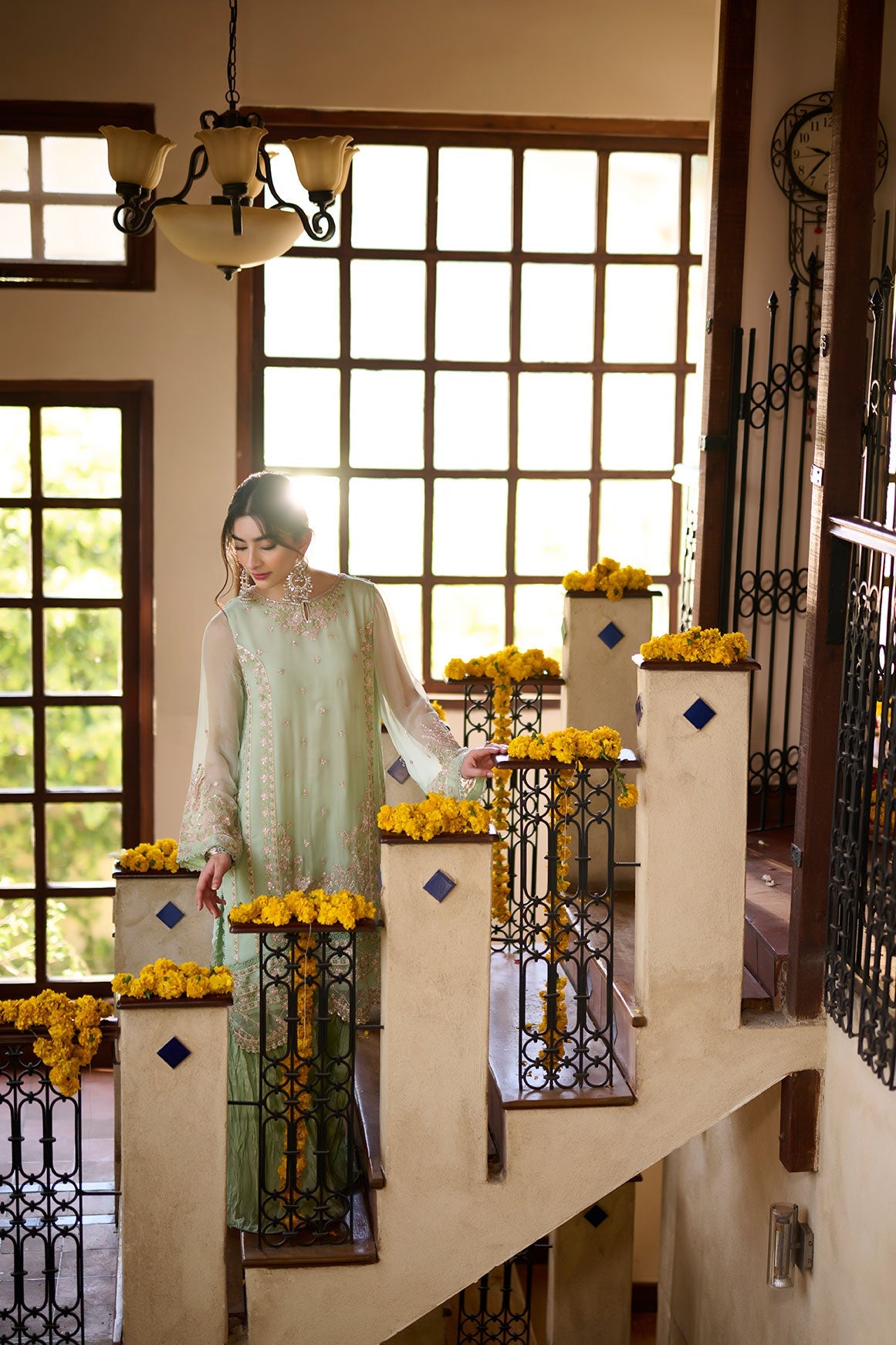 SS24DA-2362   LIGHT GREEN  2PCS  EMBROIDERED KURTA WITH TROUSER
