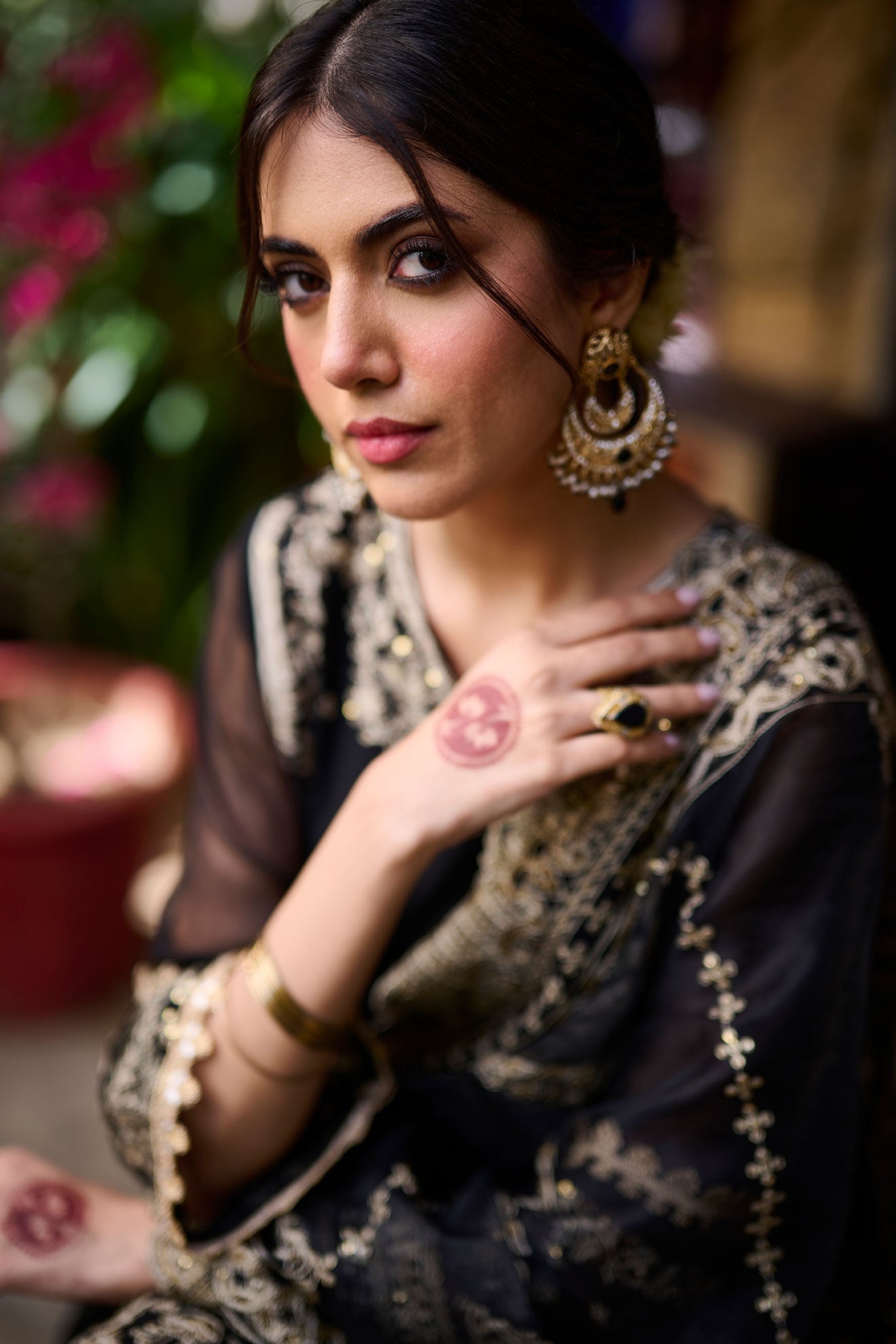 SS24DA-2270   BLACK  2PCS  EMBROIDERED KURTA WITH TROUSER