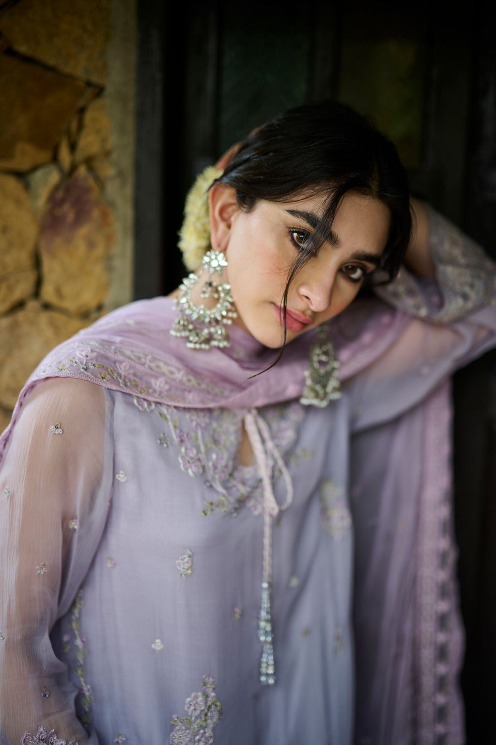 SS24DA-2371   PURPLE  2PCS  EMBROIDERED KURTA WITH TROUSER