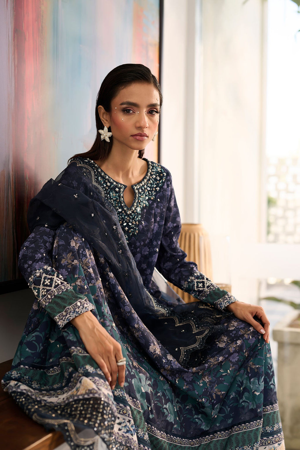 SS24DD-1129 NAVY BLUE DUPATTA
