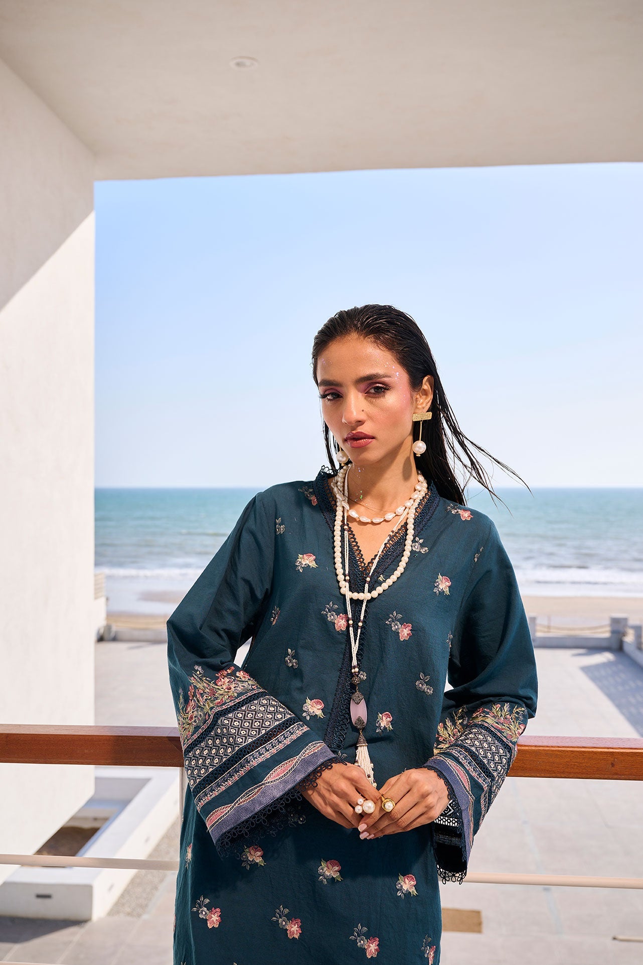 SS24DC-2315 NAVY BLUE LAWN 2PCS DYED KURTA WITH TROUSER