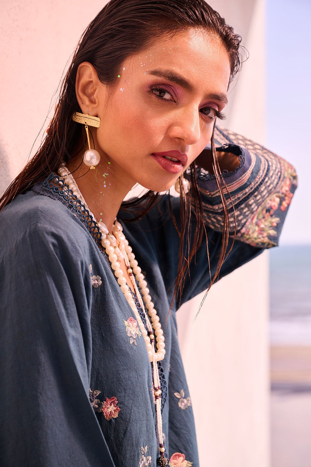 SS24DC-2315 NAVY BLUE LAWN 2PCS DYED KURTA WITH TROUSER