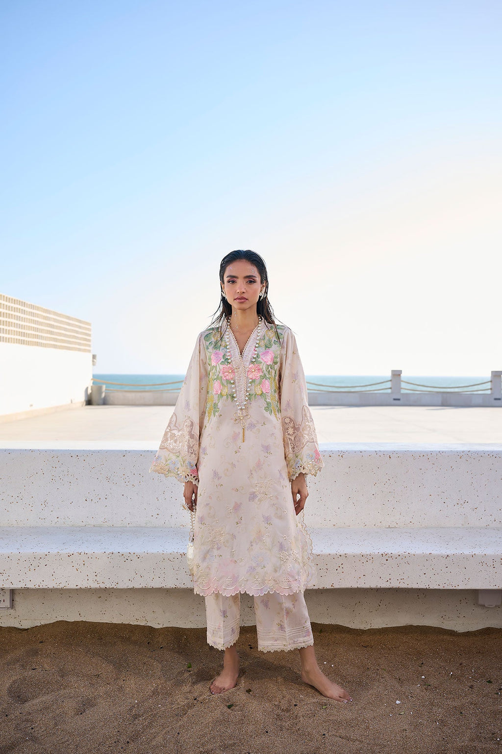 SS24DC-2313 LIGHT PINK LAWN 2PCS PRINTED KURTA WITH TROUSER