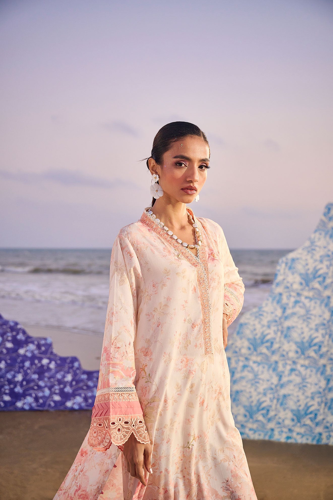 SS24DC-2309 PEACH LAWN 2PCS PRINTED KURTA WITH TROUSER