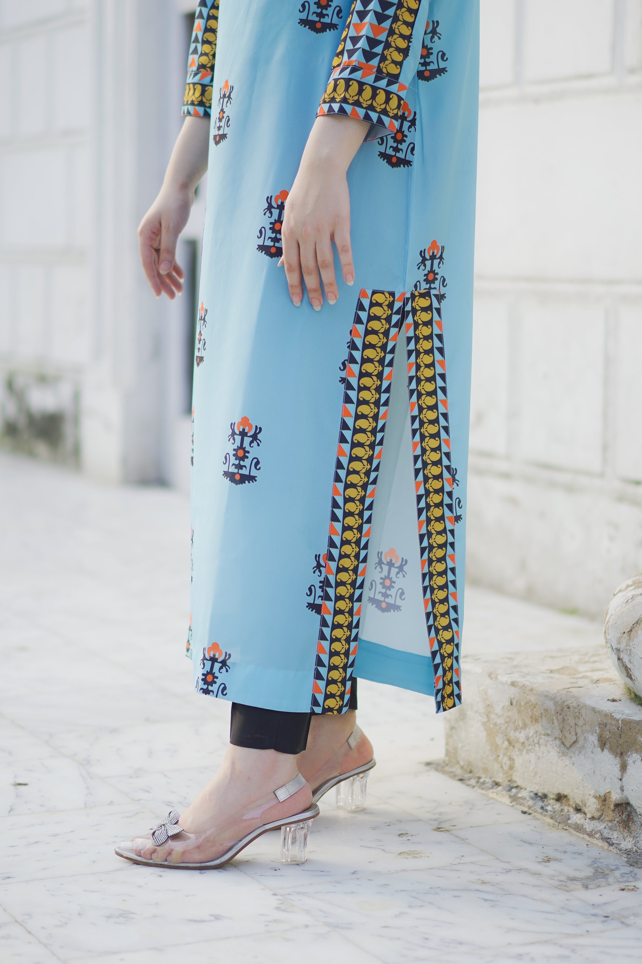 Printed Soft Crepe Shirt with Dolman Sleeves