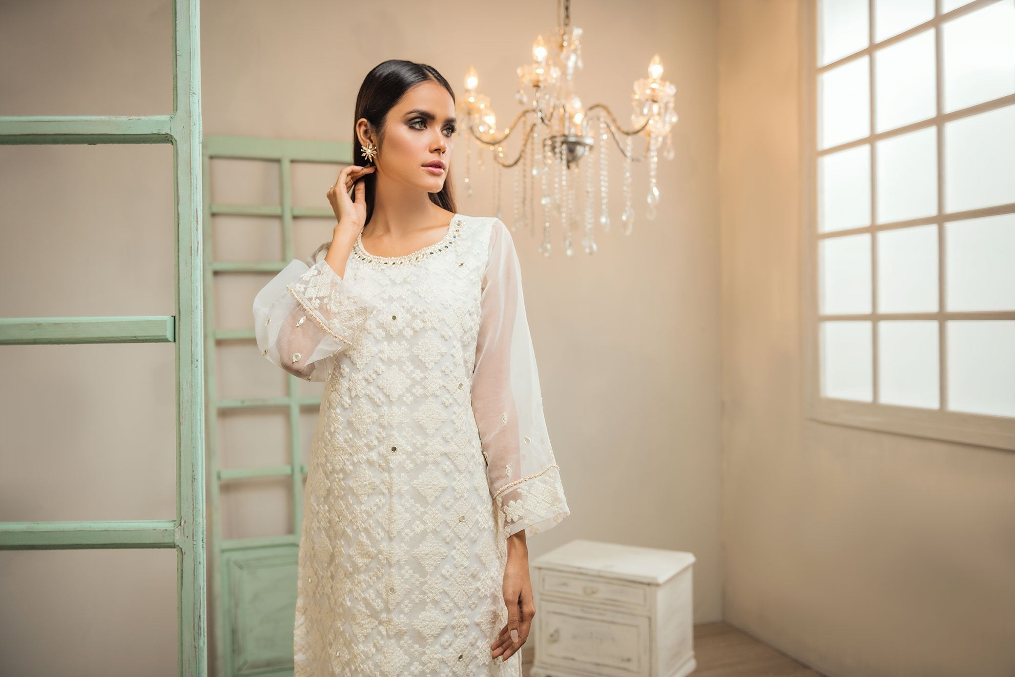 DA-1267 Off White EMBROIDERED KURTA
