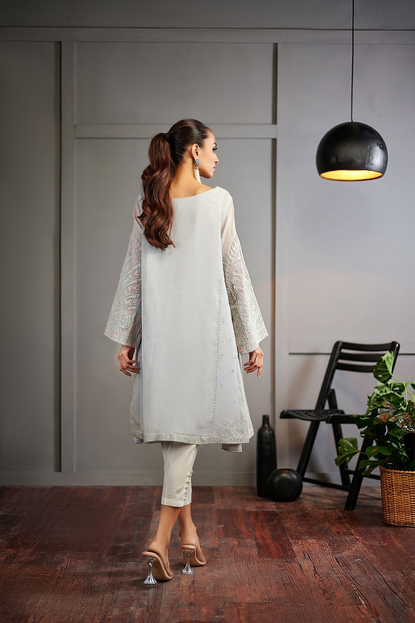 DA-1506 SKY-BLUE EMBROIDERED KURTA