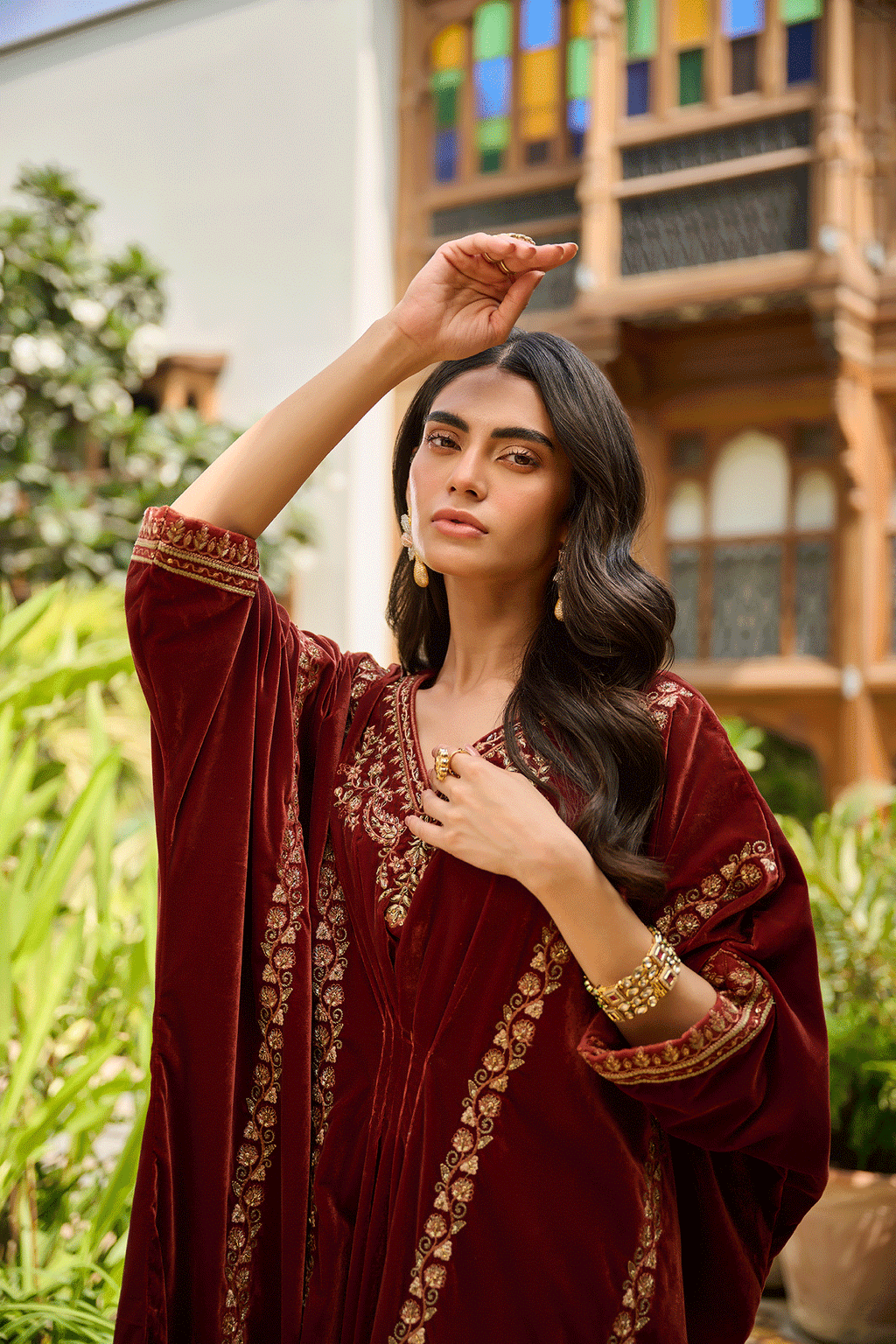 DA-1864 BROWN HAND EMBELLISHED KAFTAN