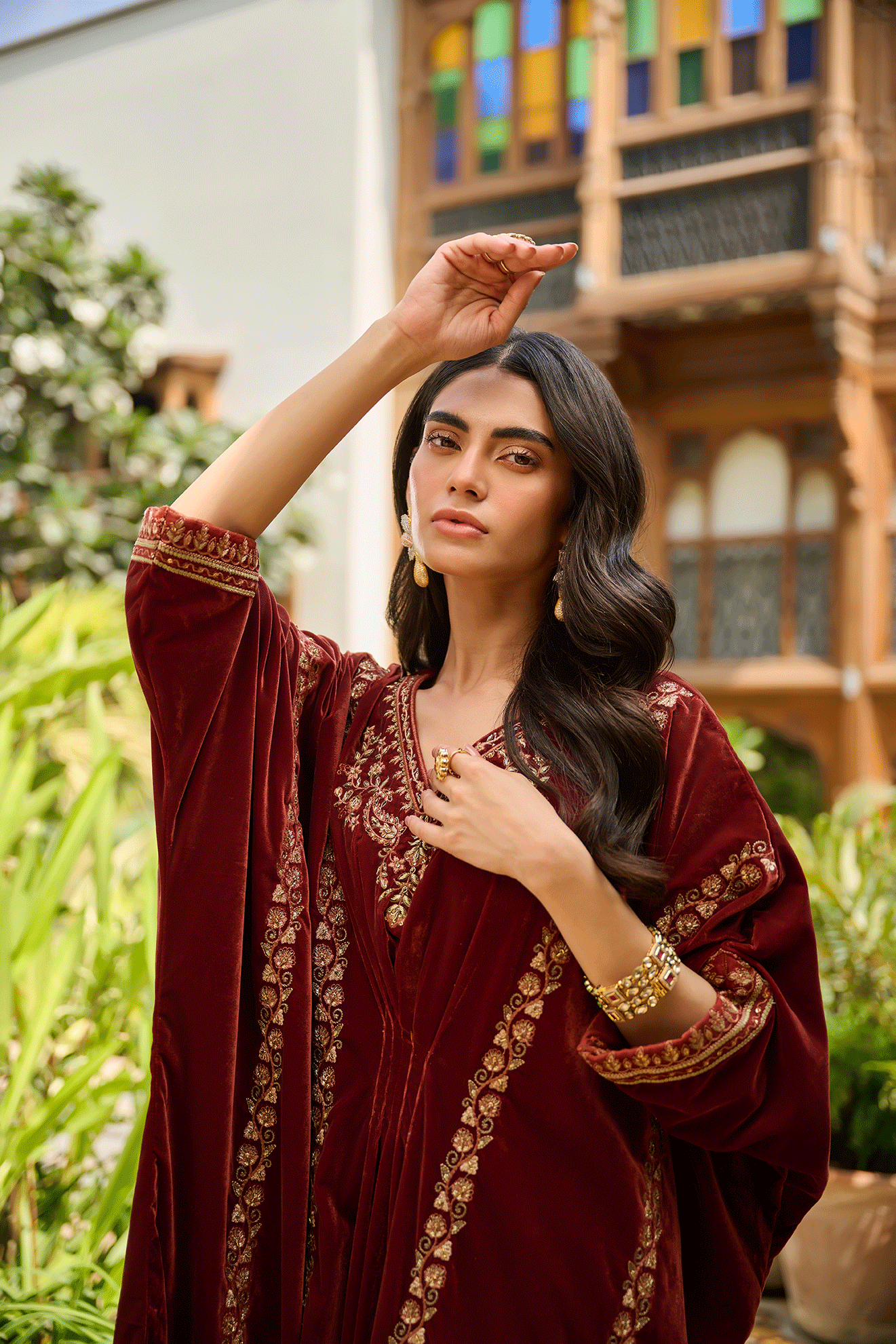 DA-1864 BROWN HAND EMBELLISHED KAFTAN