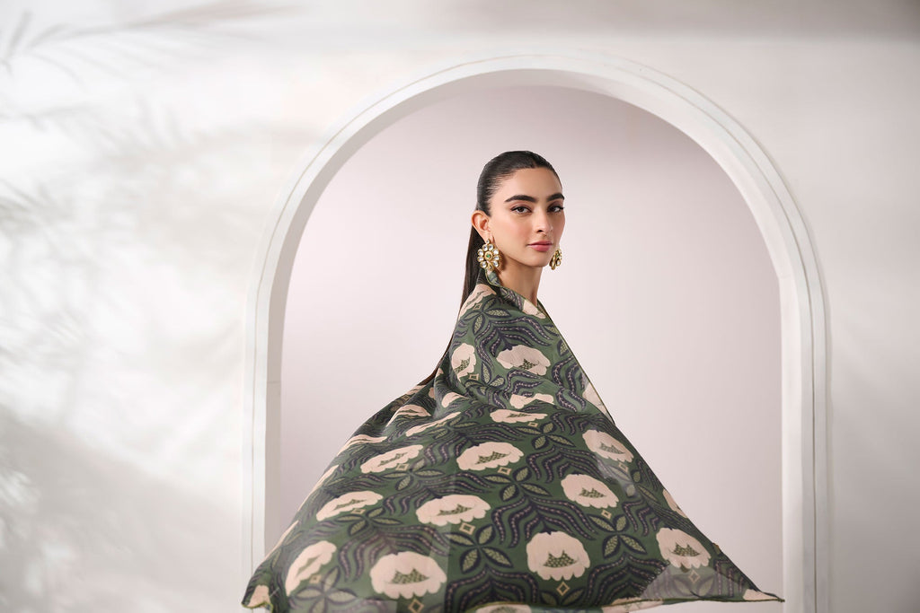 FW24DD-1896  DARK GREEN DUPATTA