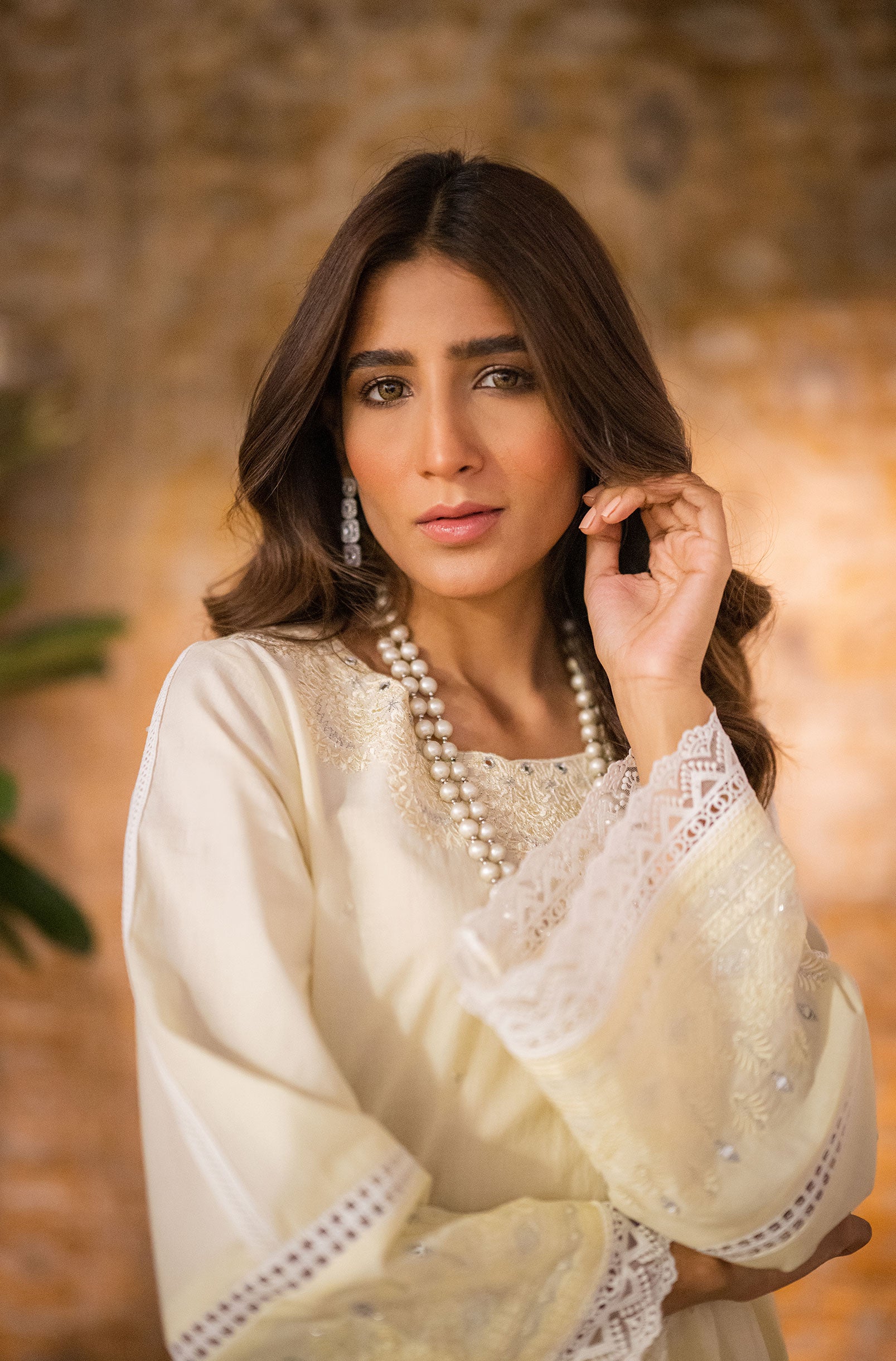 DC-2065 LEMON YELLOW 2PCS  EMBROIDERED KURTA WITH TROUSER