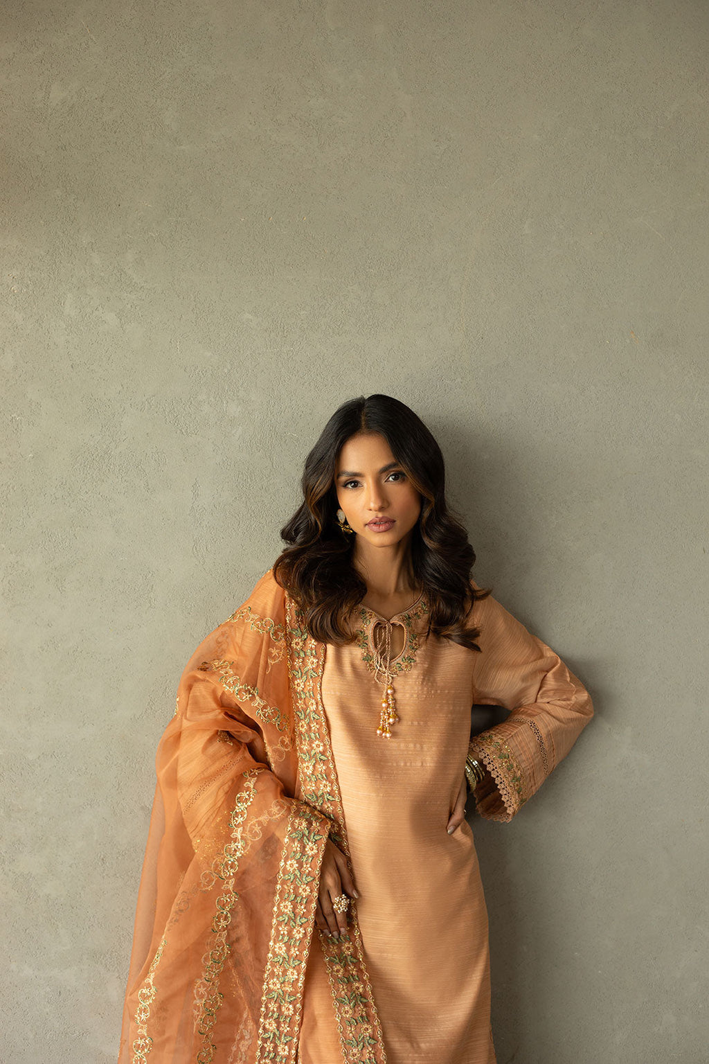 SS24DA-2293 LIGHT PINK EMBROIDERED KURTA WITH TROUSER