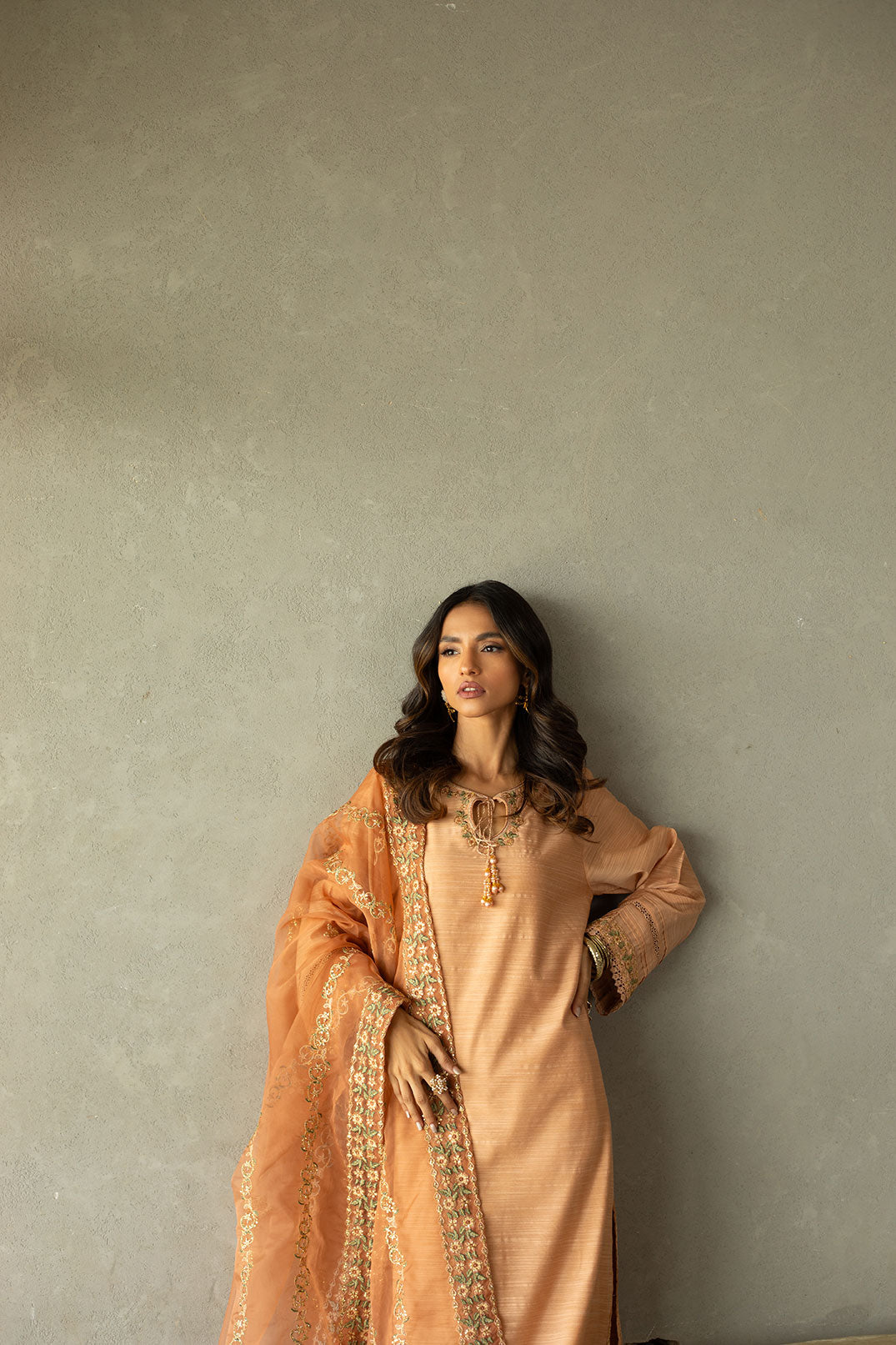 SS24DA-2293 LIGHT PINK EMBROIDERED KURTA WITH TROUSER