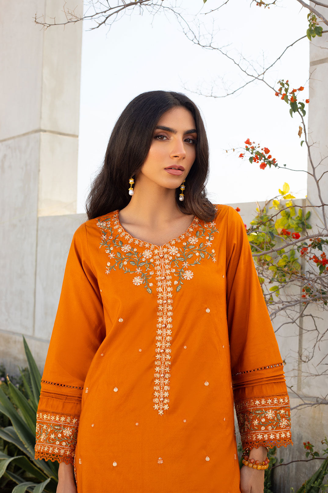 DA-2304 MUSTARD EMBROIDERED KURTA WITH TROUSER