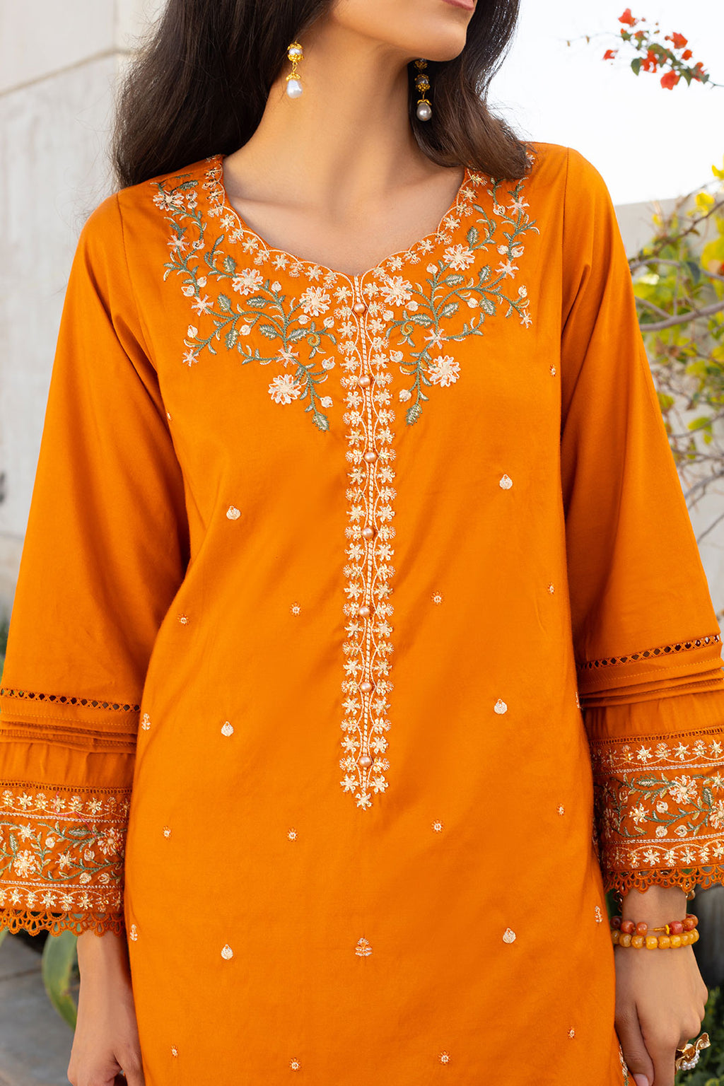 DA-2304 MUSTARD EMBROIDERED KURTA WITH TROUSER
