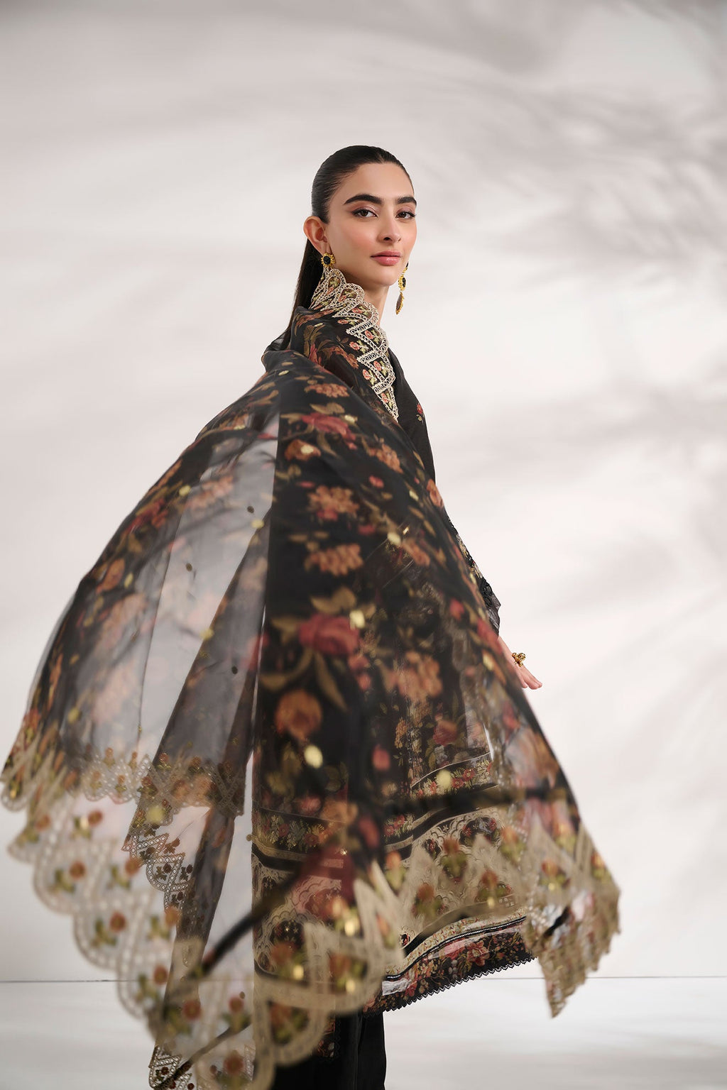 SS24DD-2469  BLACK DUPATTA