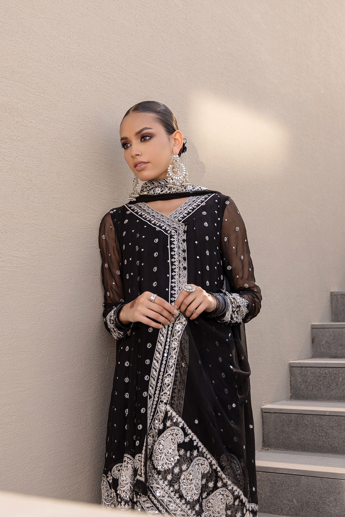 FW24DD-2652  BLACK DUPATTA