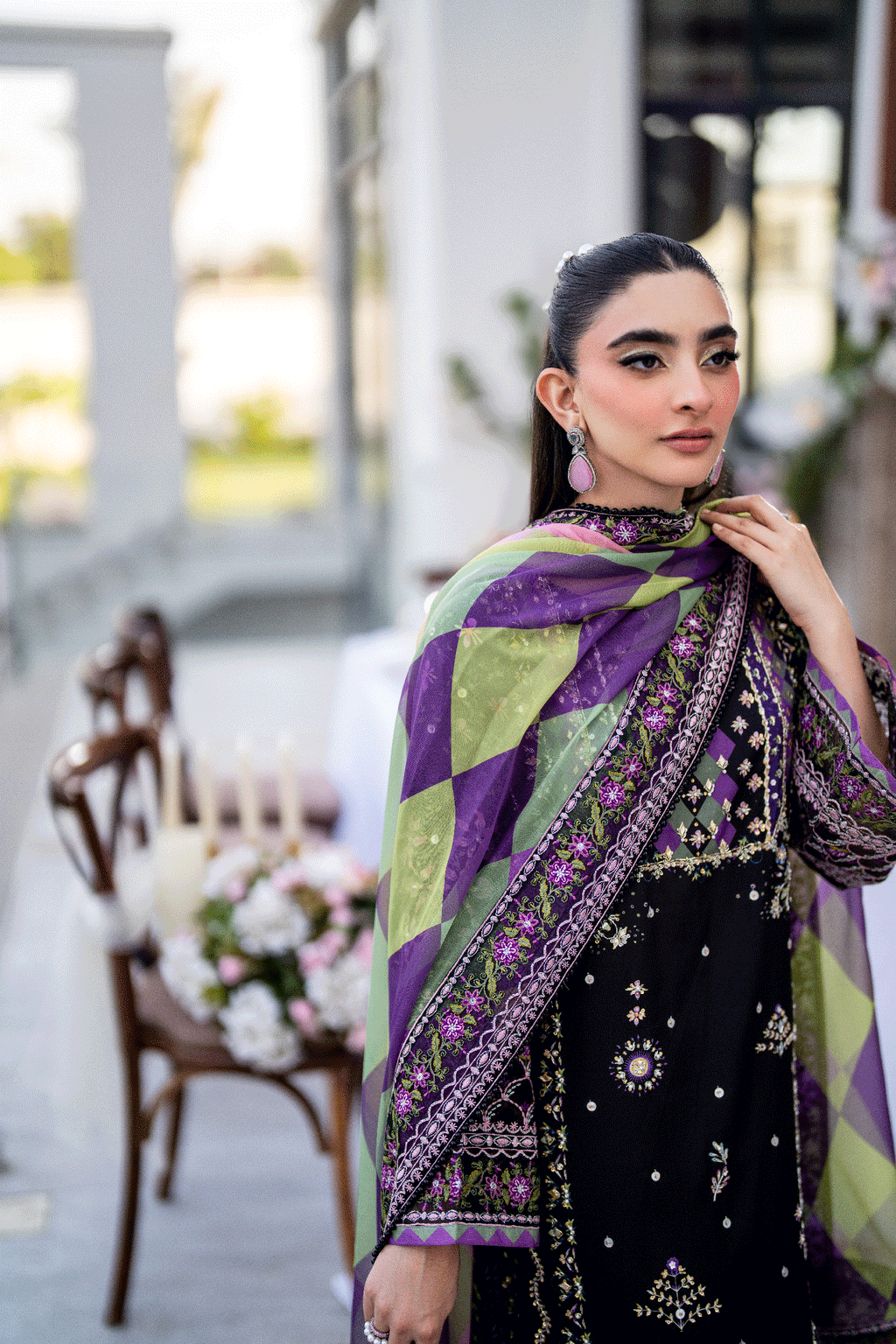 SS25DD-2690 BLACK DUPATTA