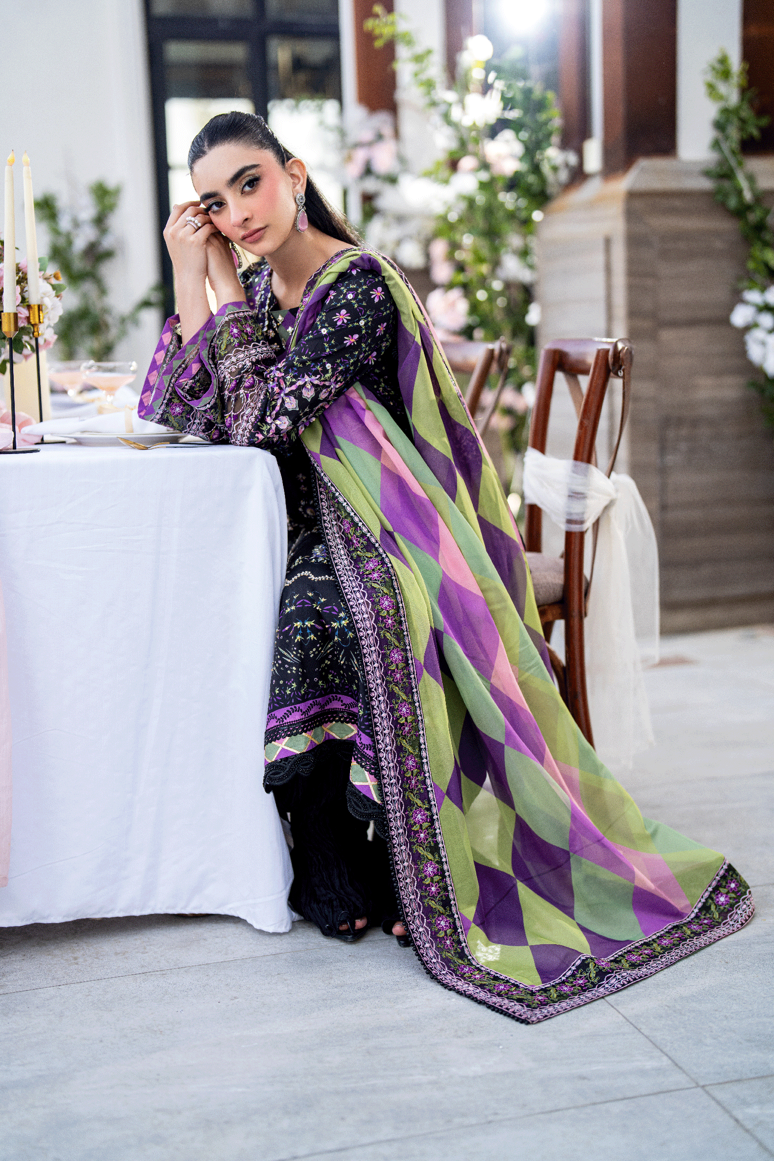 SS25DD-2690 BLACK DUPATTA