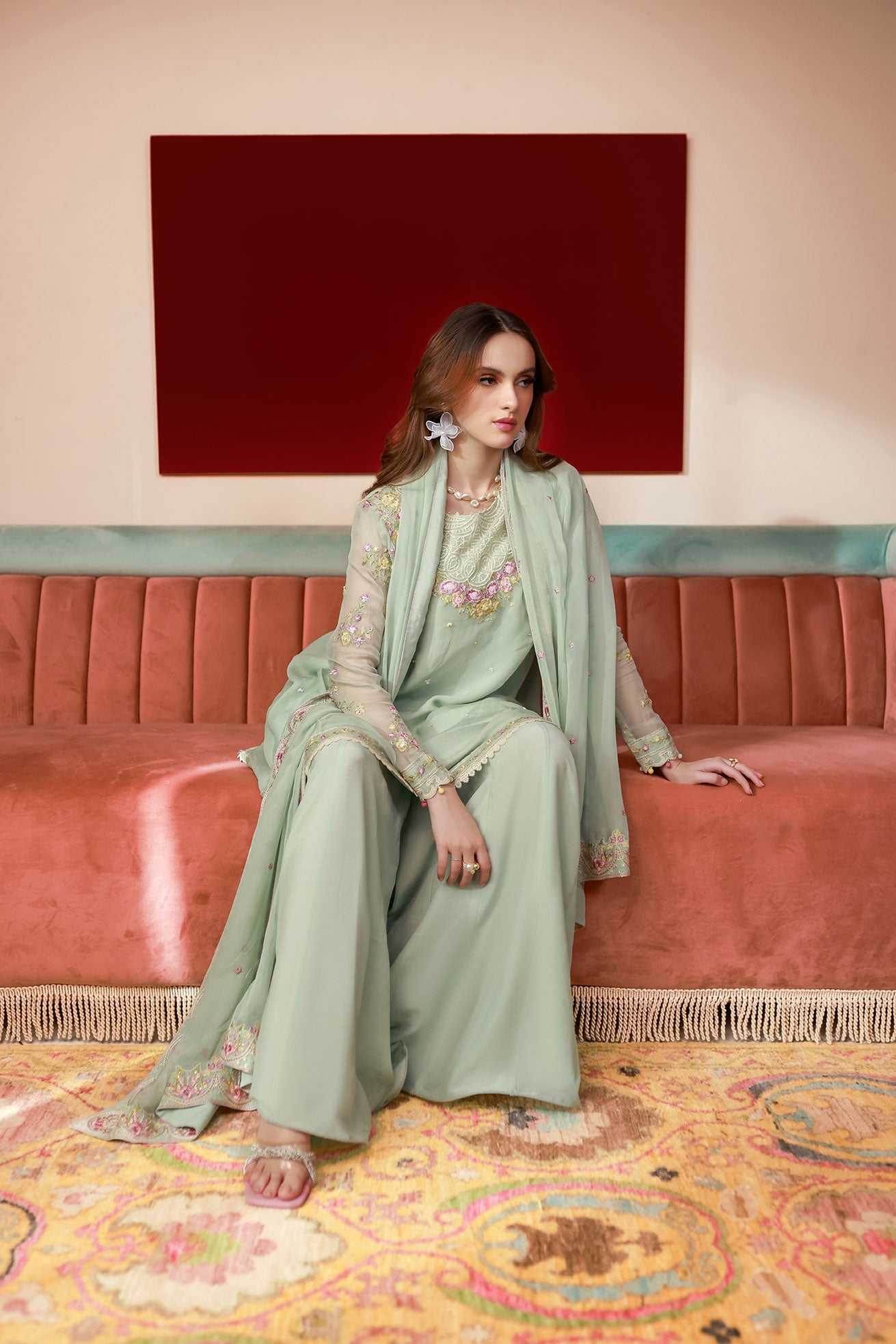 SS25DD-2712  L-GREEN DUPATTA