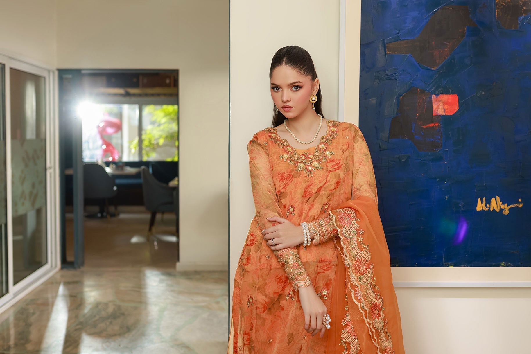SS25DD-2716  ORANGE DUPATTA