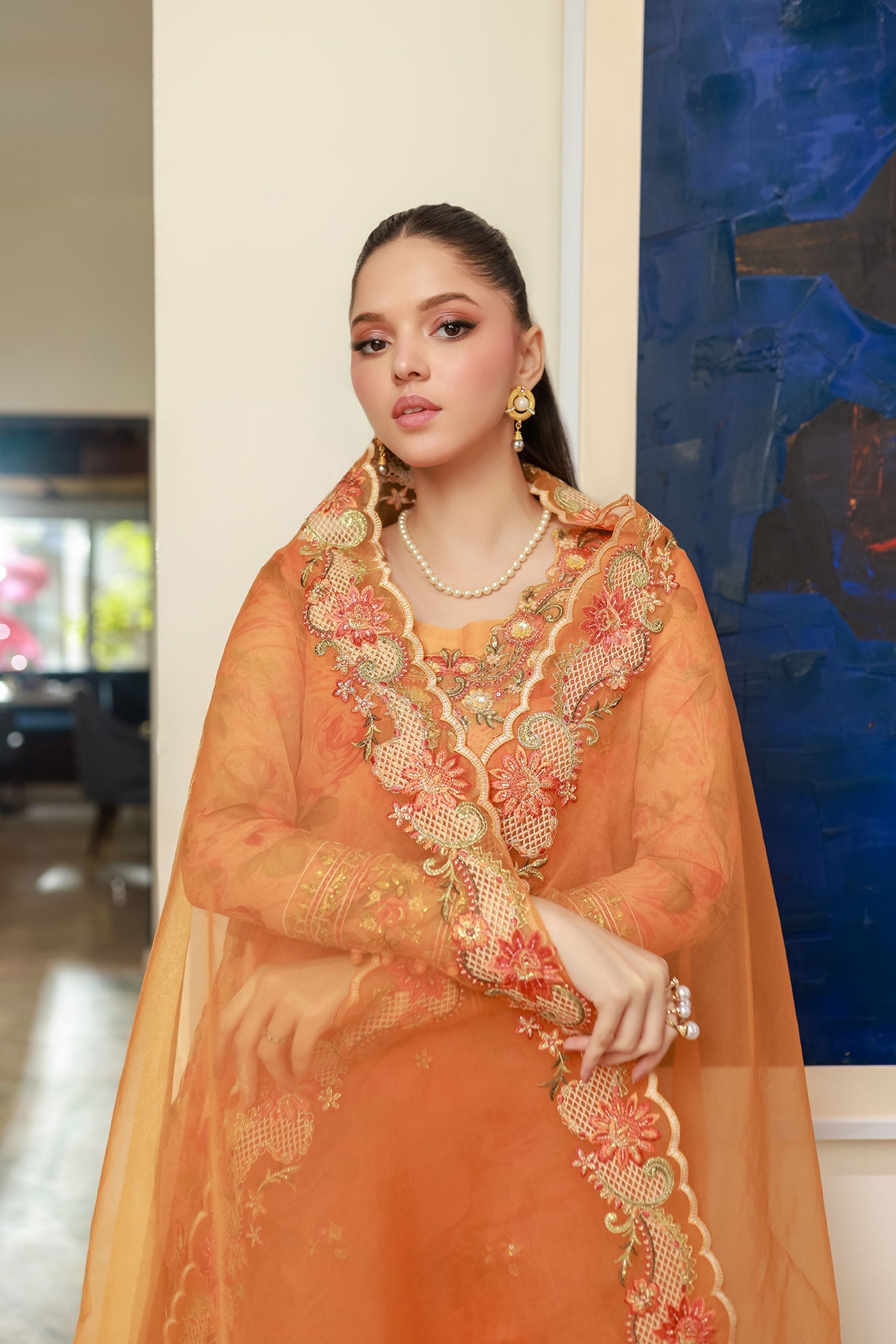 SS25DD-2716  ORANGE DUPATTA