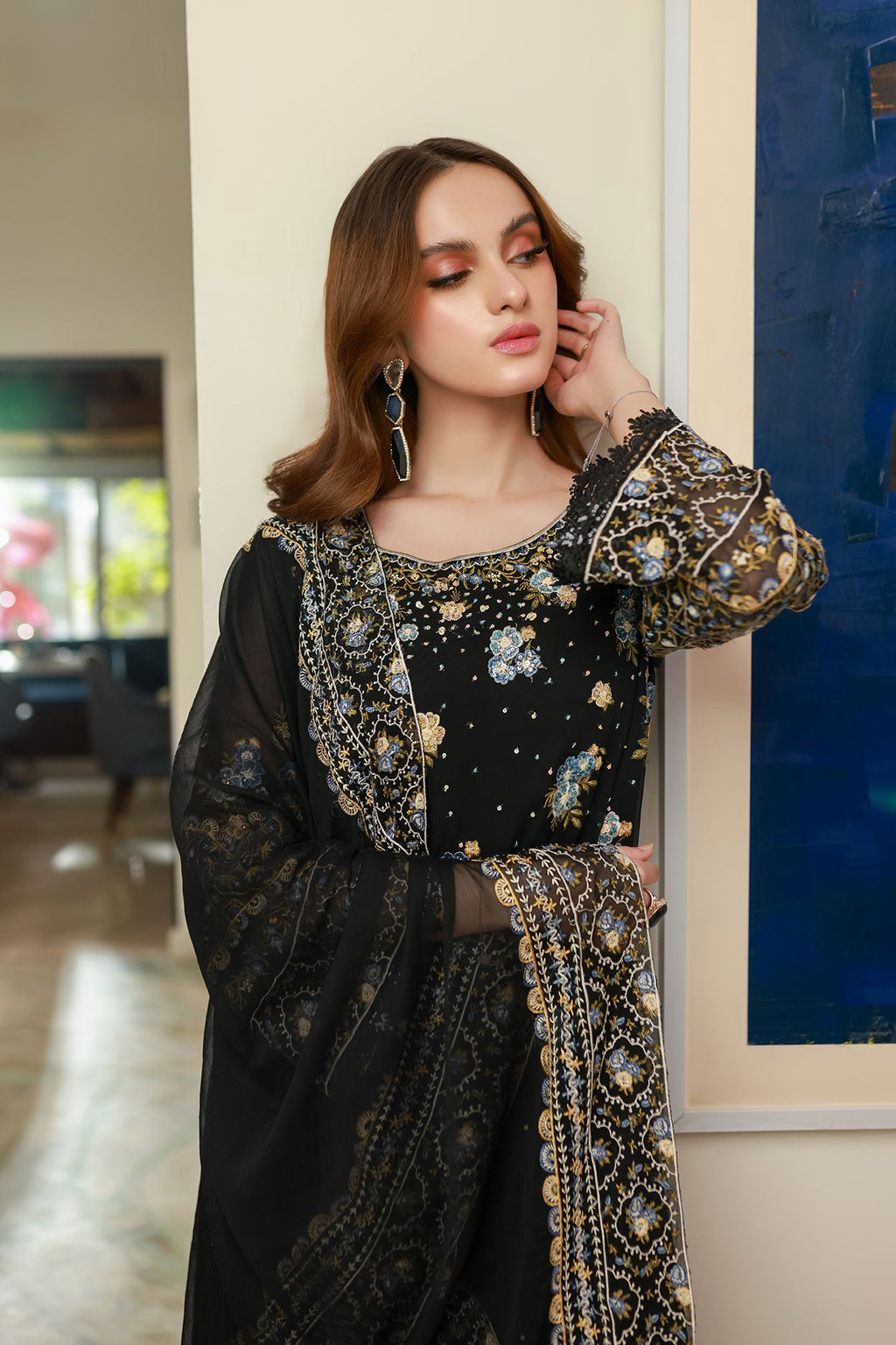 SS25DD-2720  BLACK DUPATTA