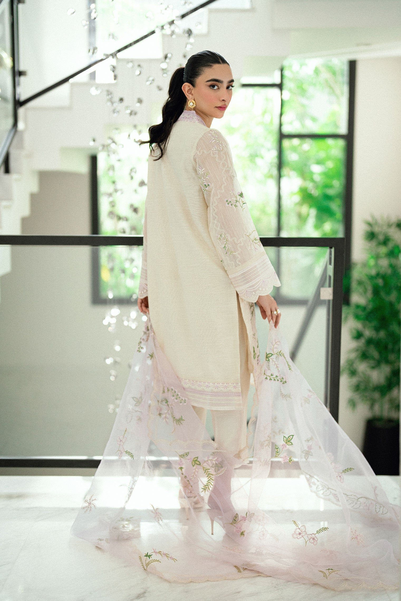 SS25DD-2761  LIGHT PURPLE  EMBROIDERED DUPATTA