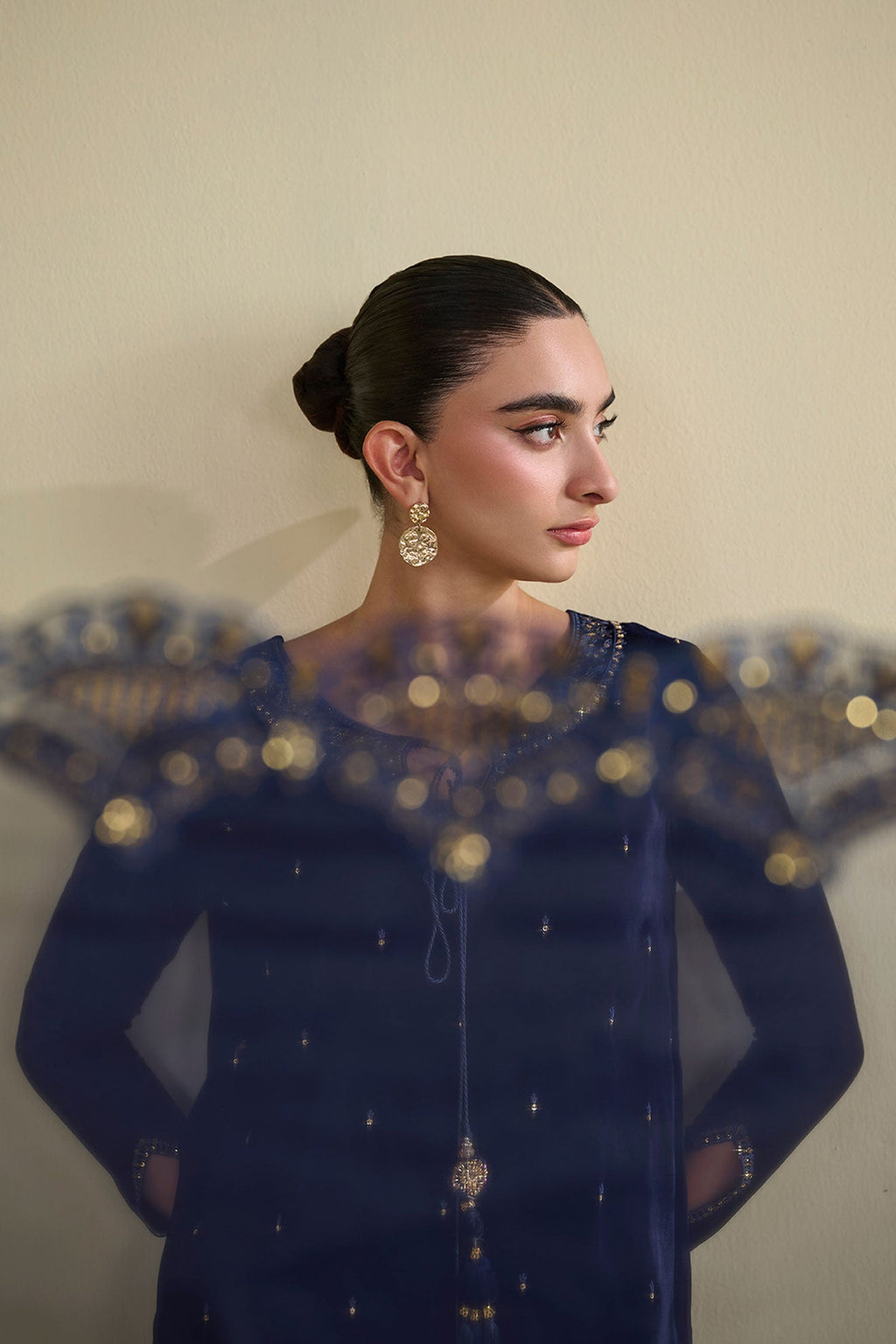 FW25DD-2810  NAVY BLUE  EMBROIDERED  DUPATTA