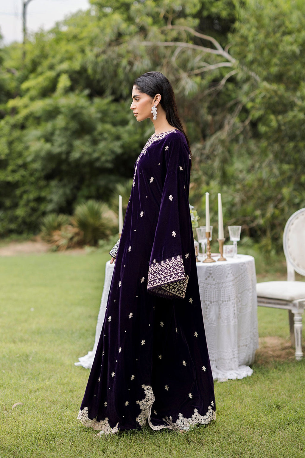 FW25DA-2818  PURPLE  2PCS  EMBROIDERED KURTA WITH TROUSER