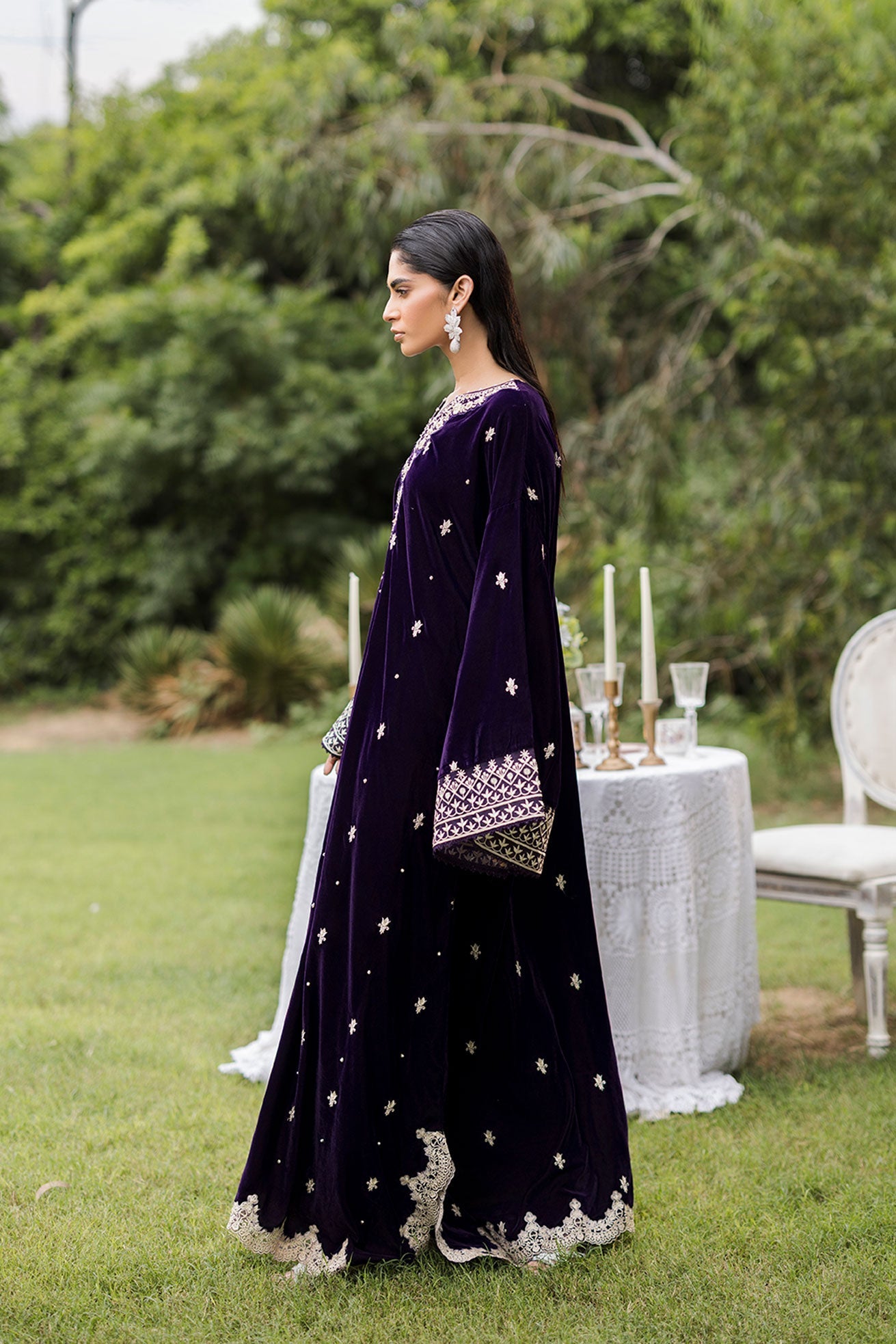 FW25DA-2818  PURPLE  2PCS  EMBROIDERED KURTA WITH TROUSER