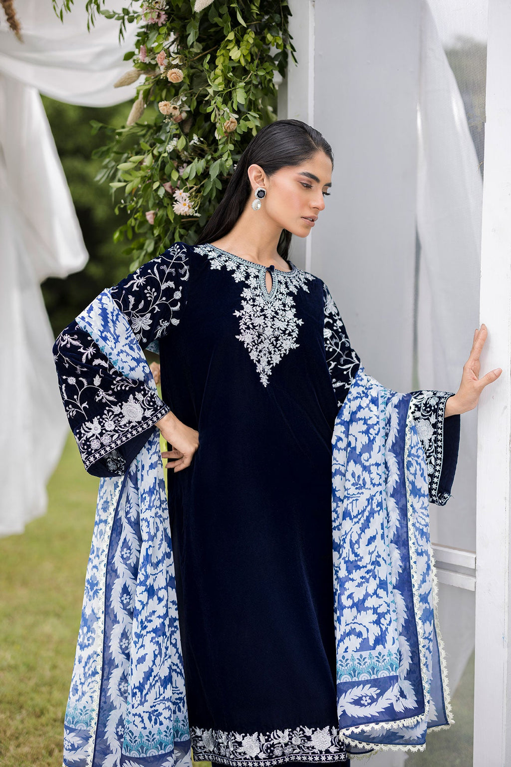FW25DD-2819  BLUE PRINTED DUPATTA