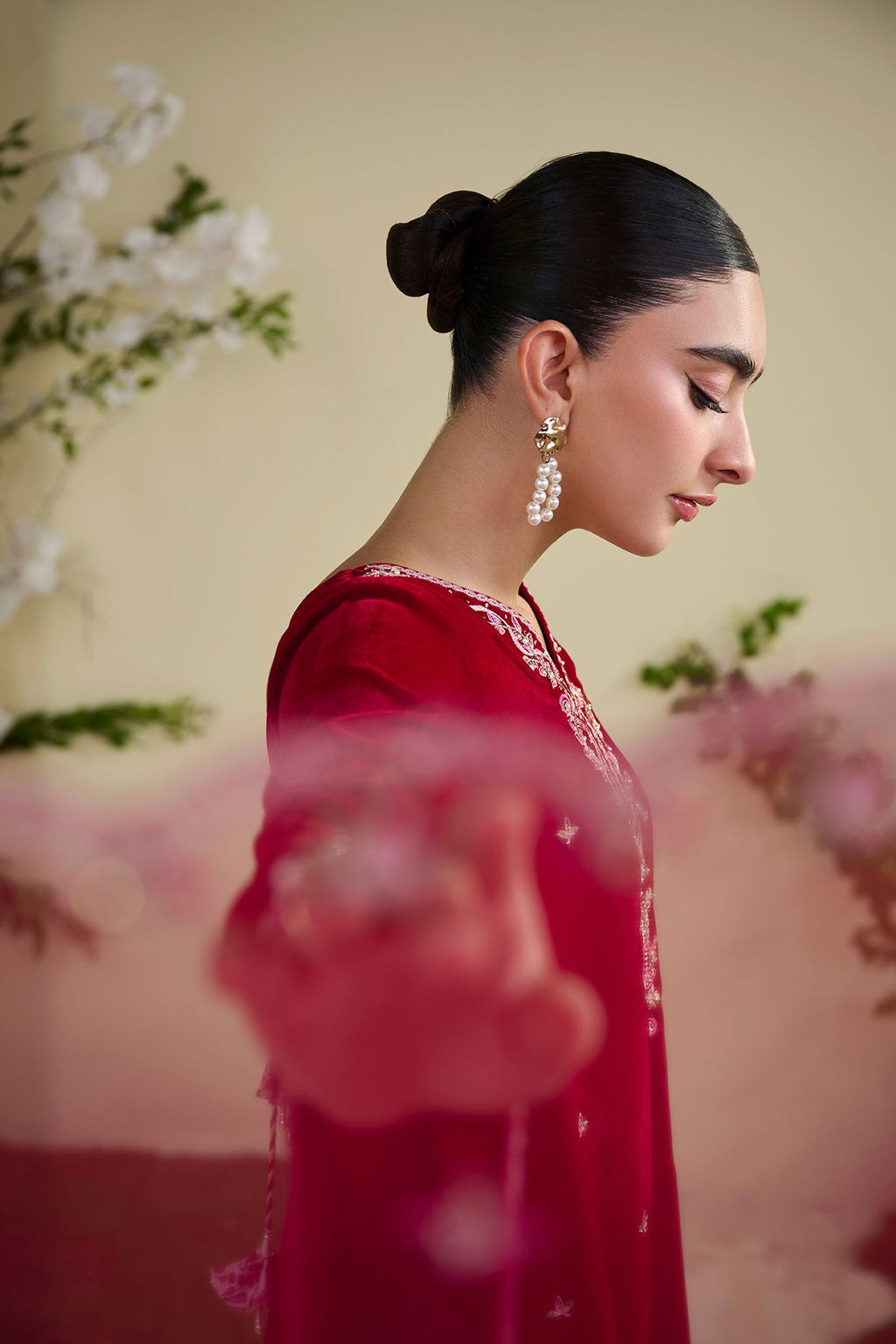FW25DD-2820  MAROON  EMBROIDERED  DUPATTA