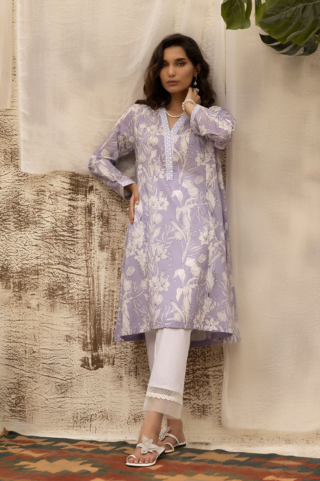 DC-0476 PURPLE DIGITAL PRINTED KURTA