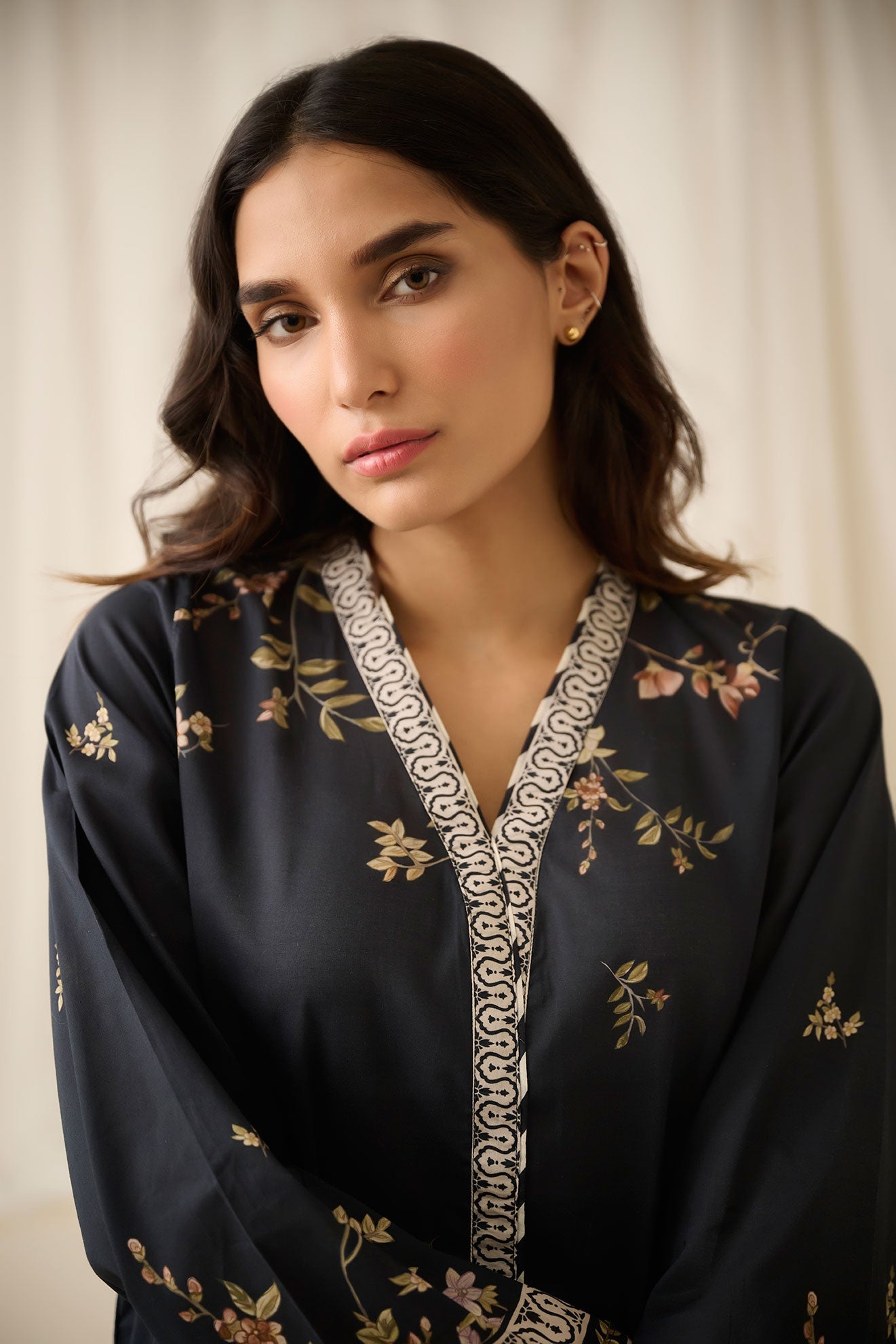 DC-0513 BLACK DIGITAL PRINTED KURTA