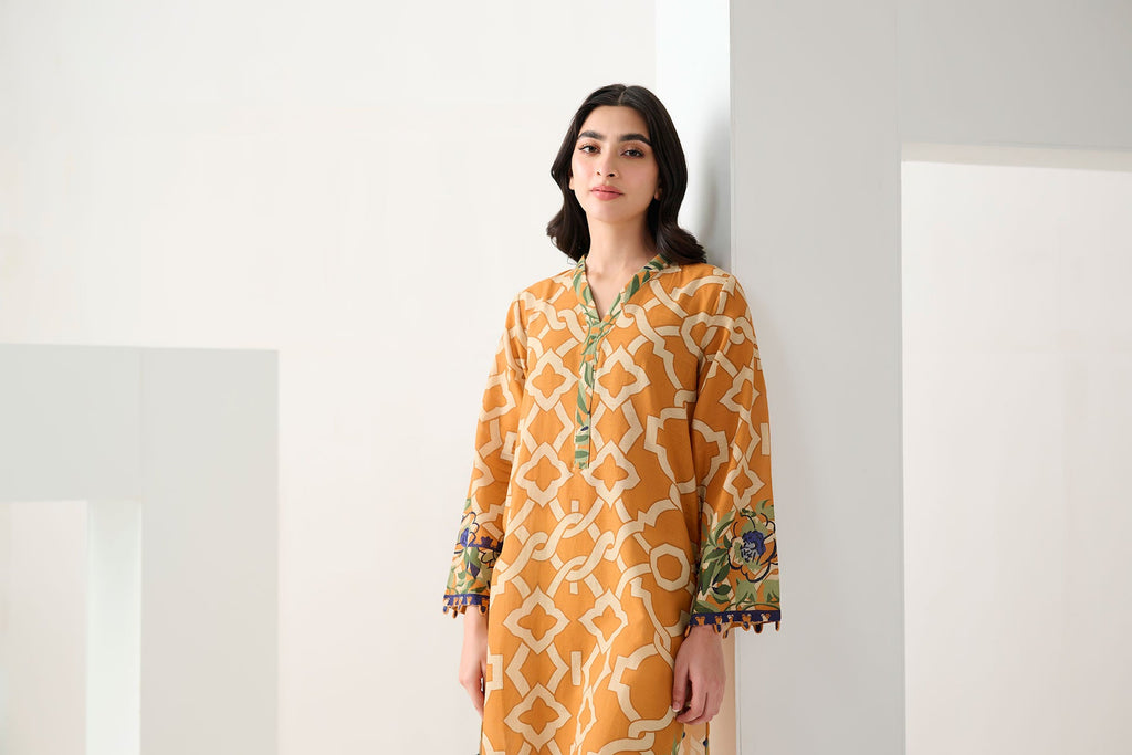 DC-0554 ORANGE DIGITAL PRINTED KURTA