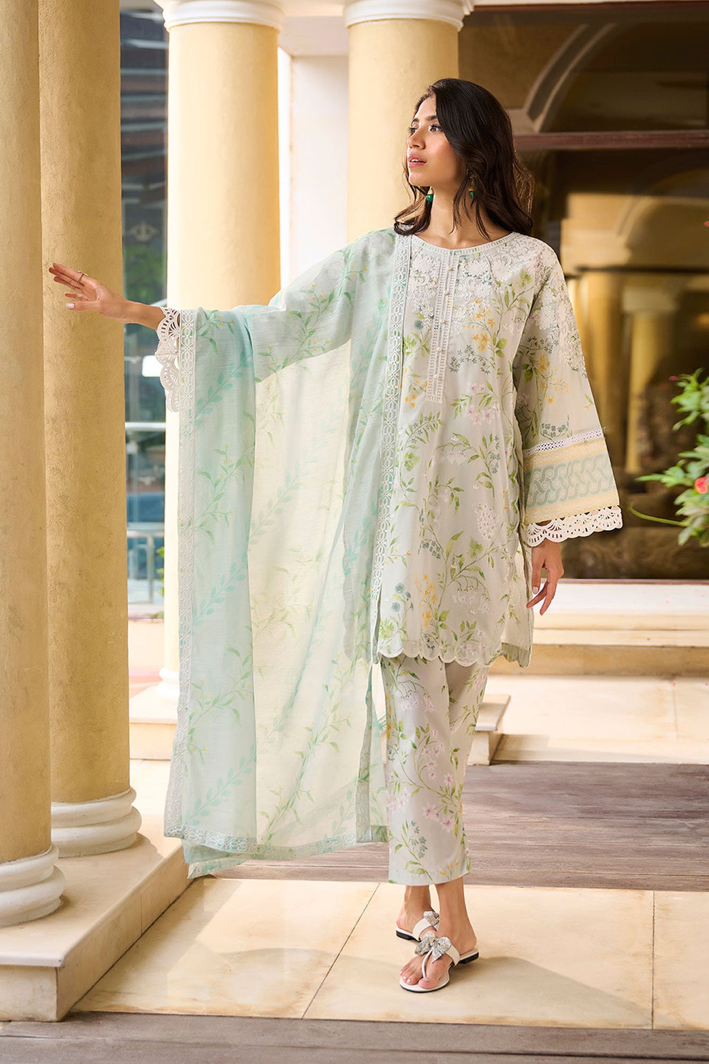 DD-1077 L-GREEN DUPATTA