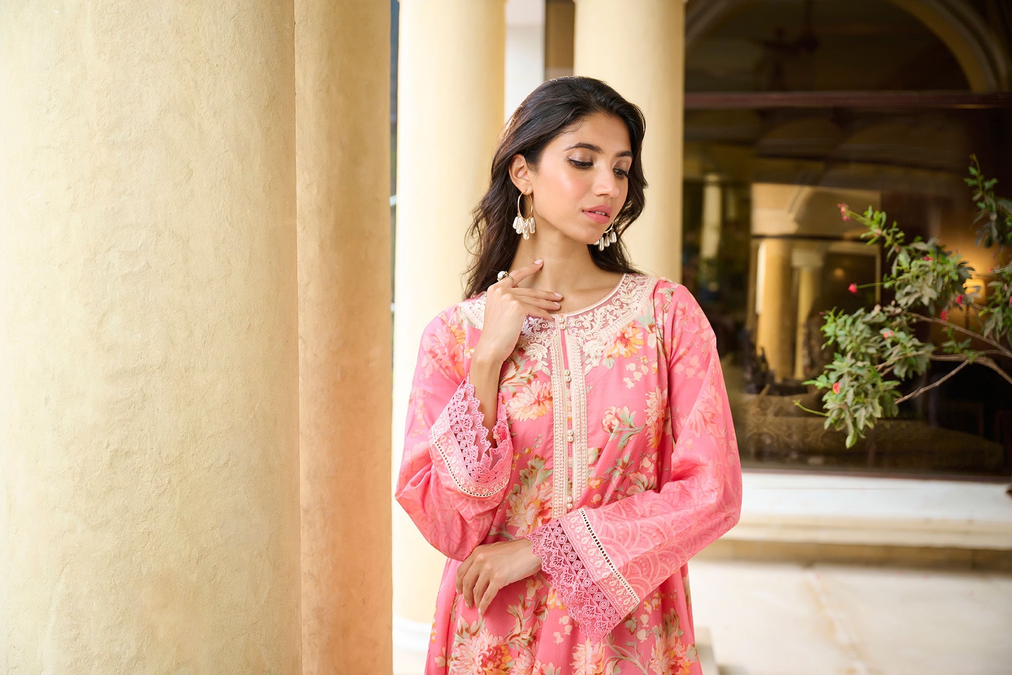 DC-2234 PINK PREMIUM COTTON 2PCS KURTA WITH TROUSER