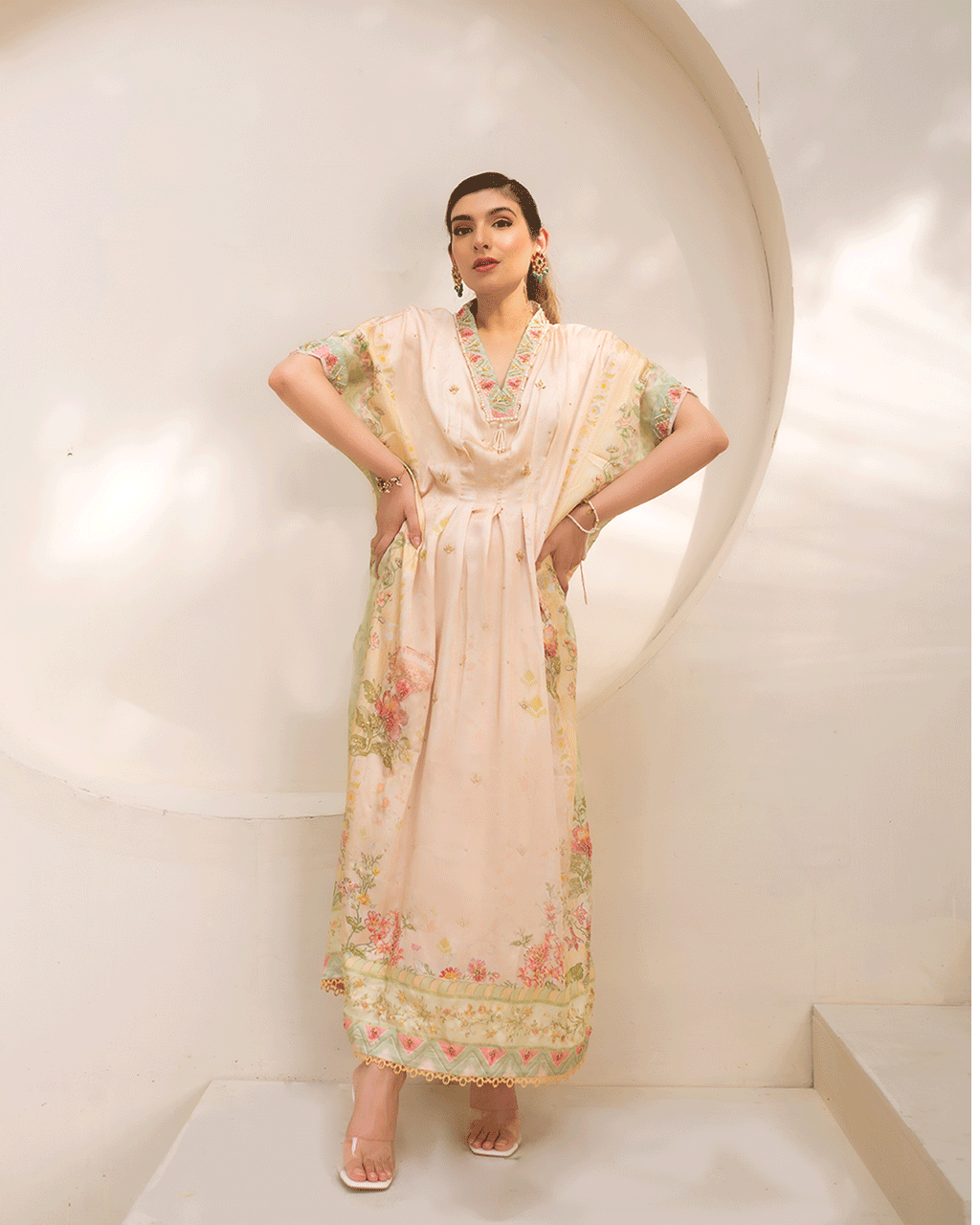 DC-2244 OFF-WHITE HAND EMBELLISHED KAFTAN
