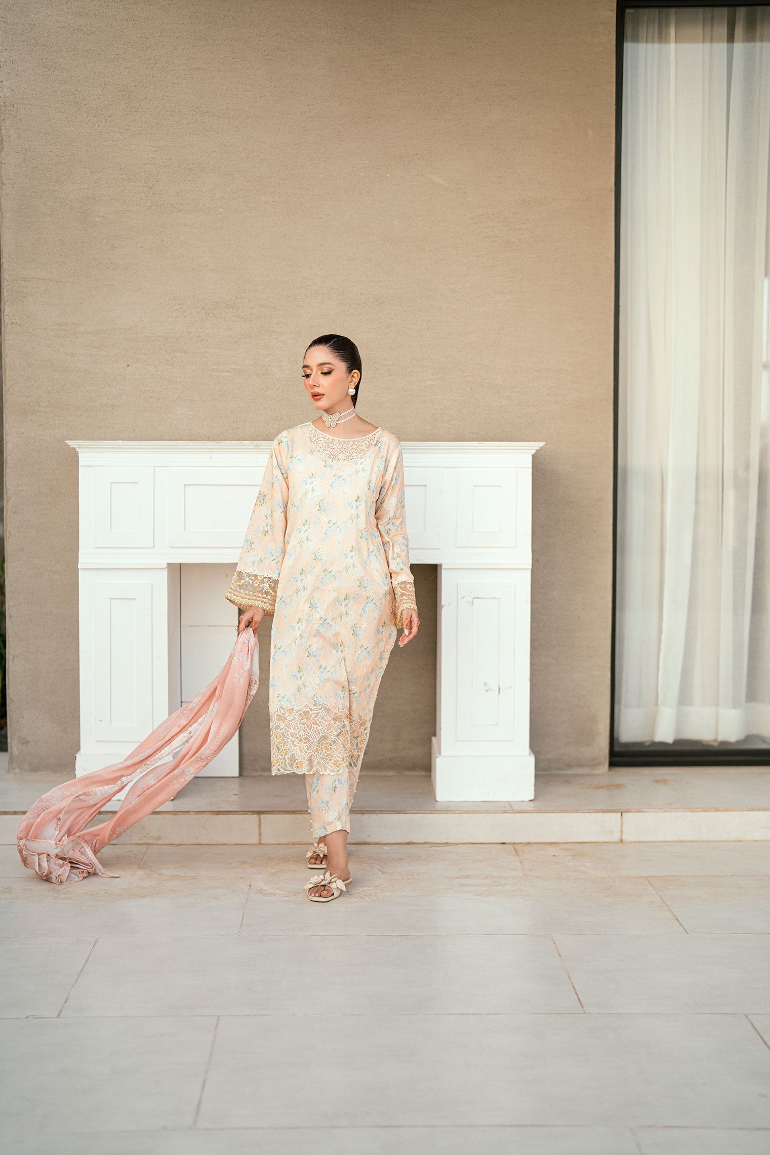 SS25DD-2533  PEACH DUPATTA